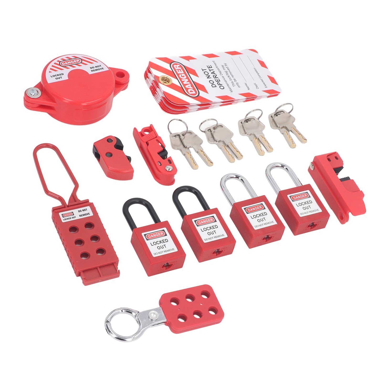 Kit de etiquetado de Bloqueo, Kit de candados de Bloqueo de Seguridad multifuncionales con 4 candados, 3 bloqueos de disyuntores, 2 cerrojos, 1 Bloqueo de válvula de Bola y 10