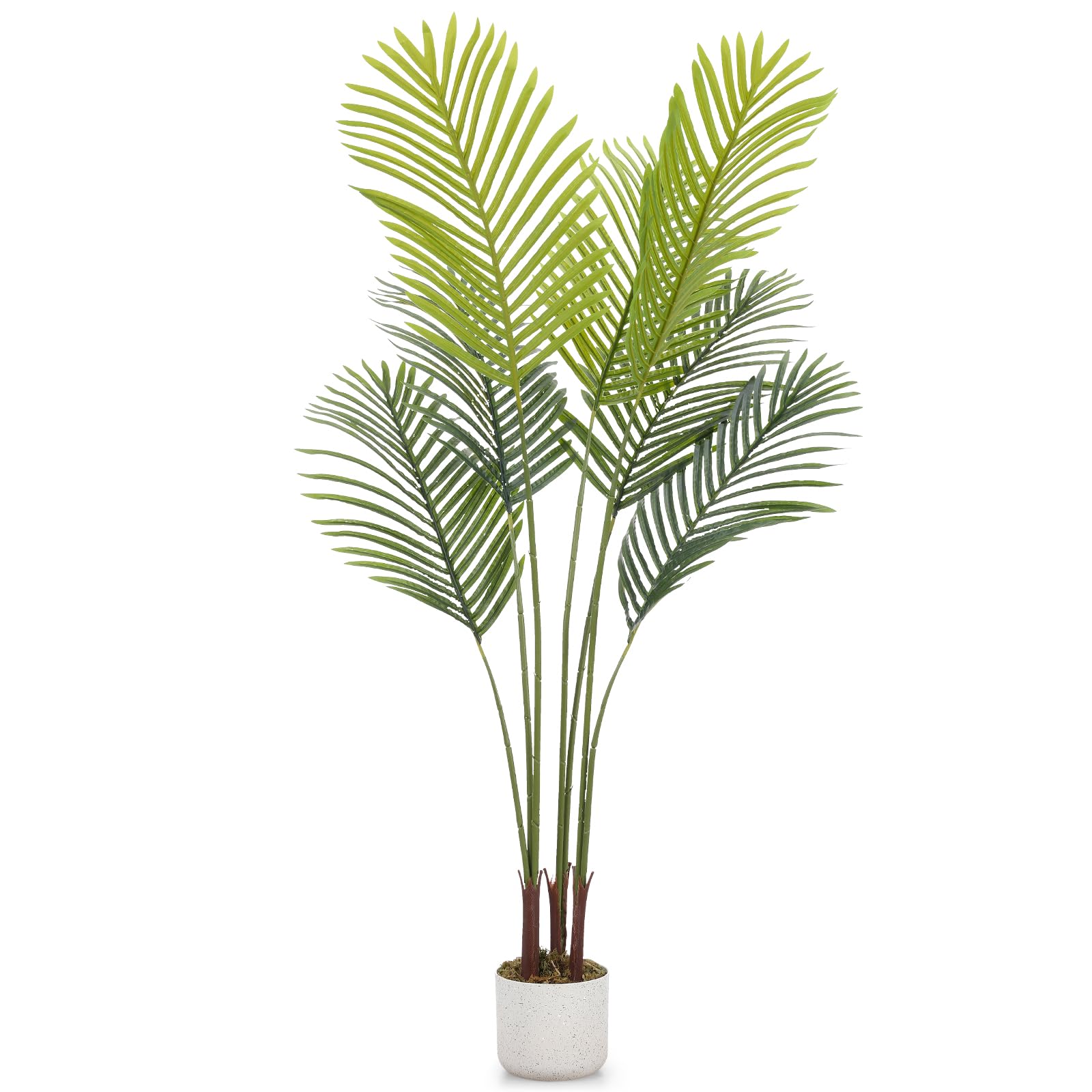 GarveeHome Palma de Areca Artificial 100/120/130 cm, Planta Artificial Alta para Interiores, con Maceta Blanca