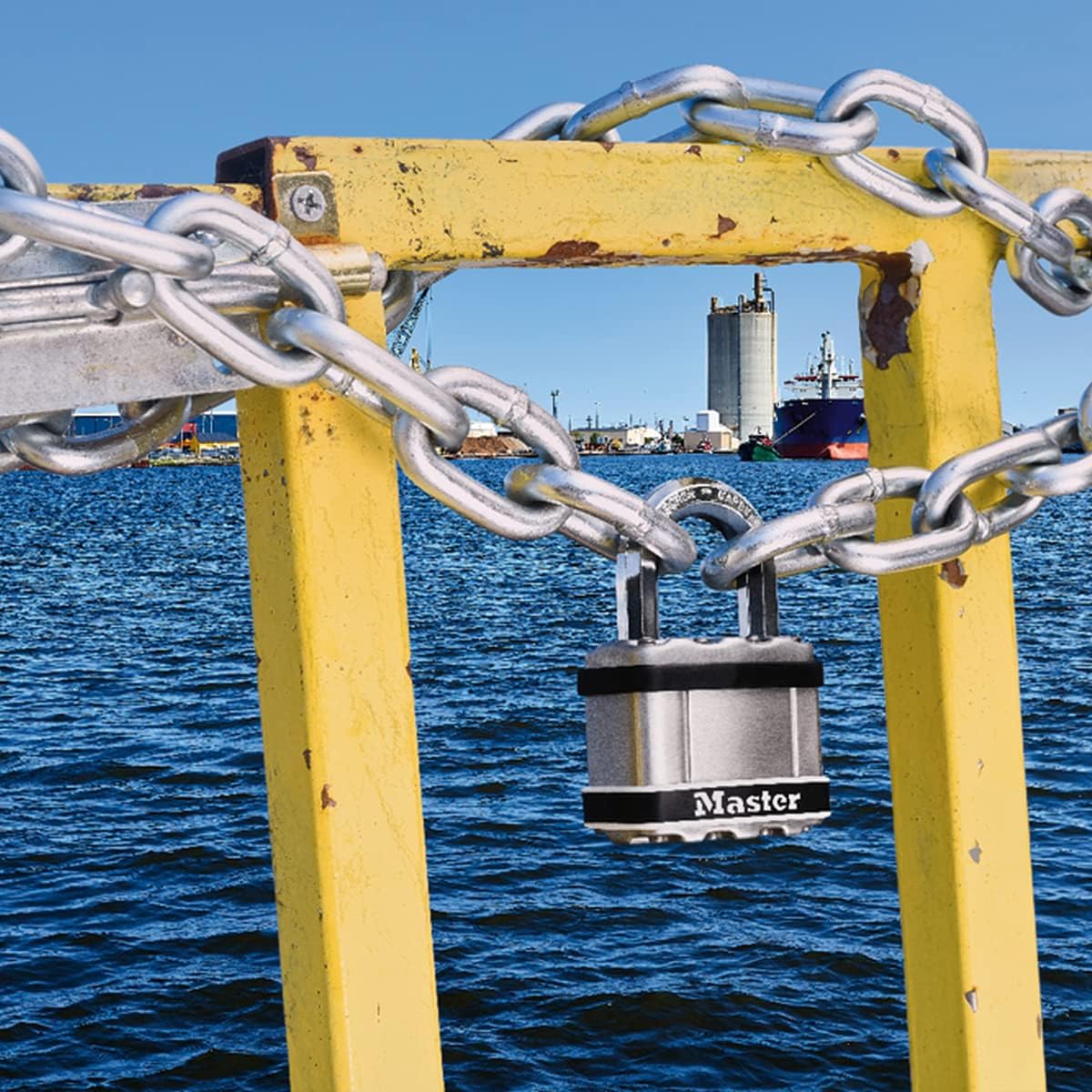 MASTER LOCK Keyed Padlock, 15/16 in,Rectangle,Silver