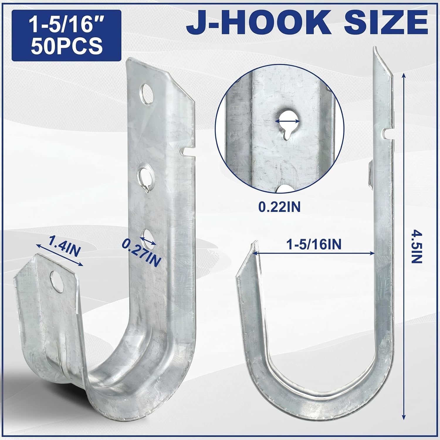 Gisafai 50 J Hooks for Hanging Heavy Duty J Hooks, 1/5-16 Inch image 4