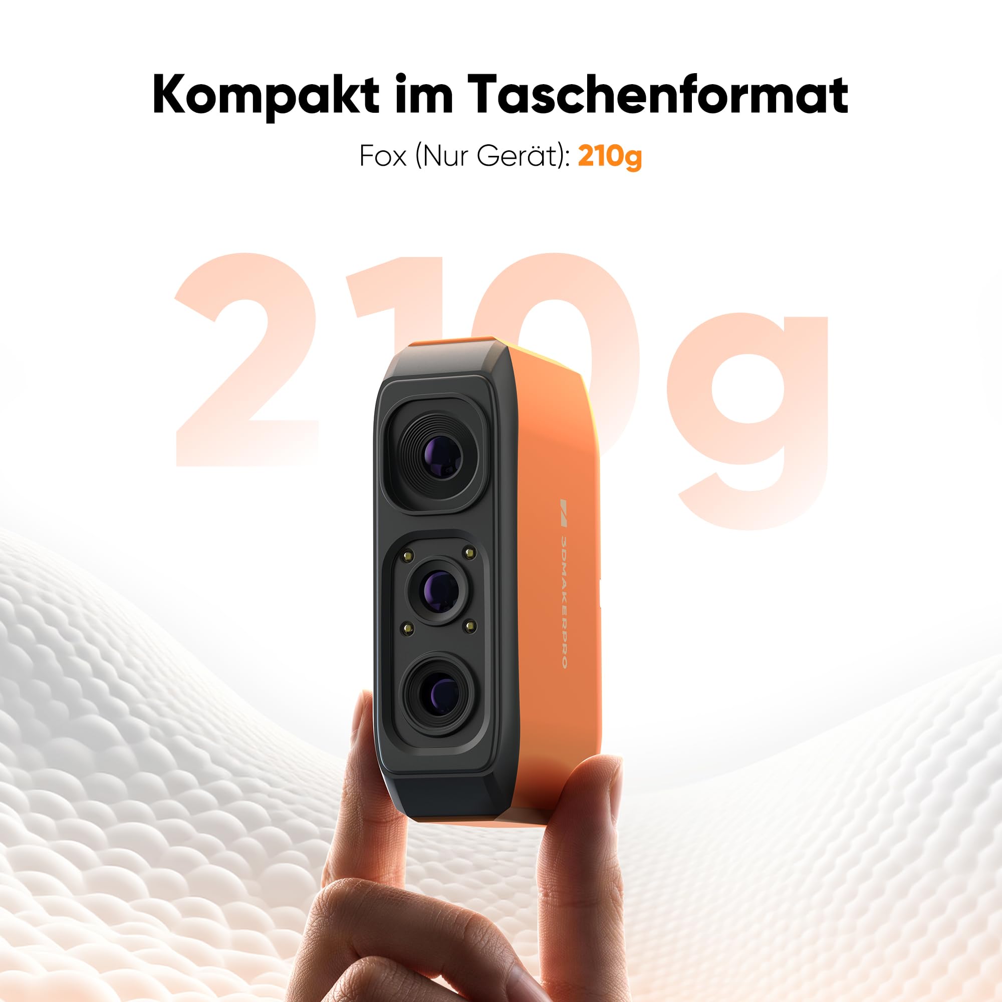 3DMakerpro Fox 3D Scanner für 3D Drucker, Handheld 3D-Scanner mit markerloser KI-Verfolgung, 0,07 mm Präzision, Schnelles Scannen für 3D-Modellierung, Einsteiger-freundlich, inkl. Drehteller