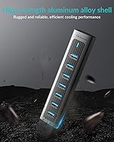 Vista 3 de GiGimundo Concentrador USB 3.0, concentrador extensor USB de 7 puertos con cable de 3.3 pies de largo, divisor USB, concentrador USB de alta