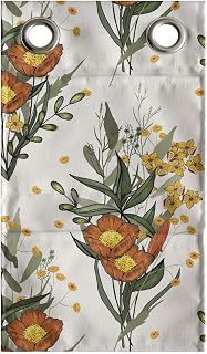 Ambesonne Hawaii Hanging Pocket Organizer, Vintage Tropic Flower Leaves California Poppy, Printed Polyester Storage Bag with Pockets, 9" x 16", Burnt Orange Champagne