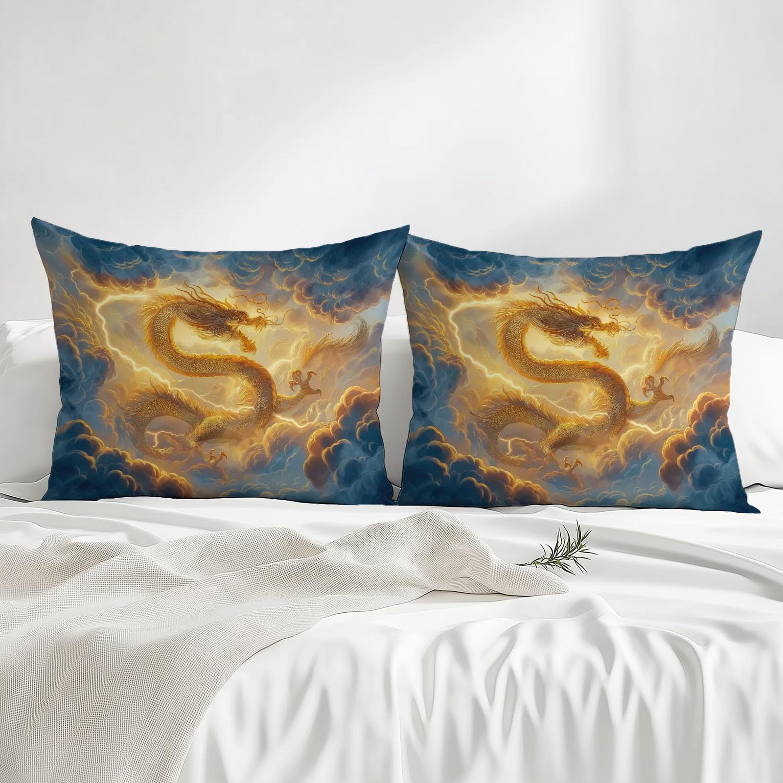 Juego de sábanas bajeras ajustables para adultos, 140 x 200 cm, suave, transpirable, microfibra, estampado oriental, tradicional, diseño de dragón, para niños, niñas, adolescentes, color gris y azul
