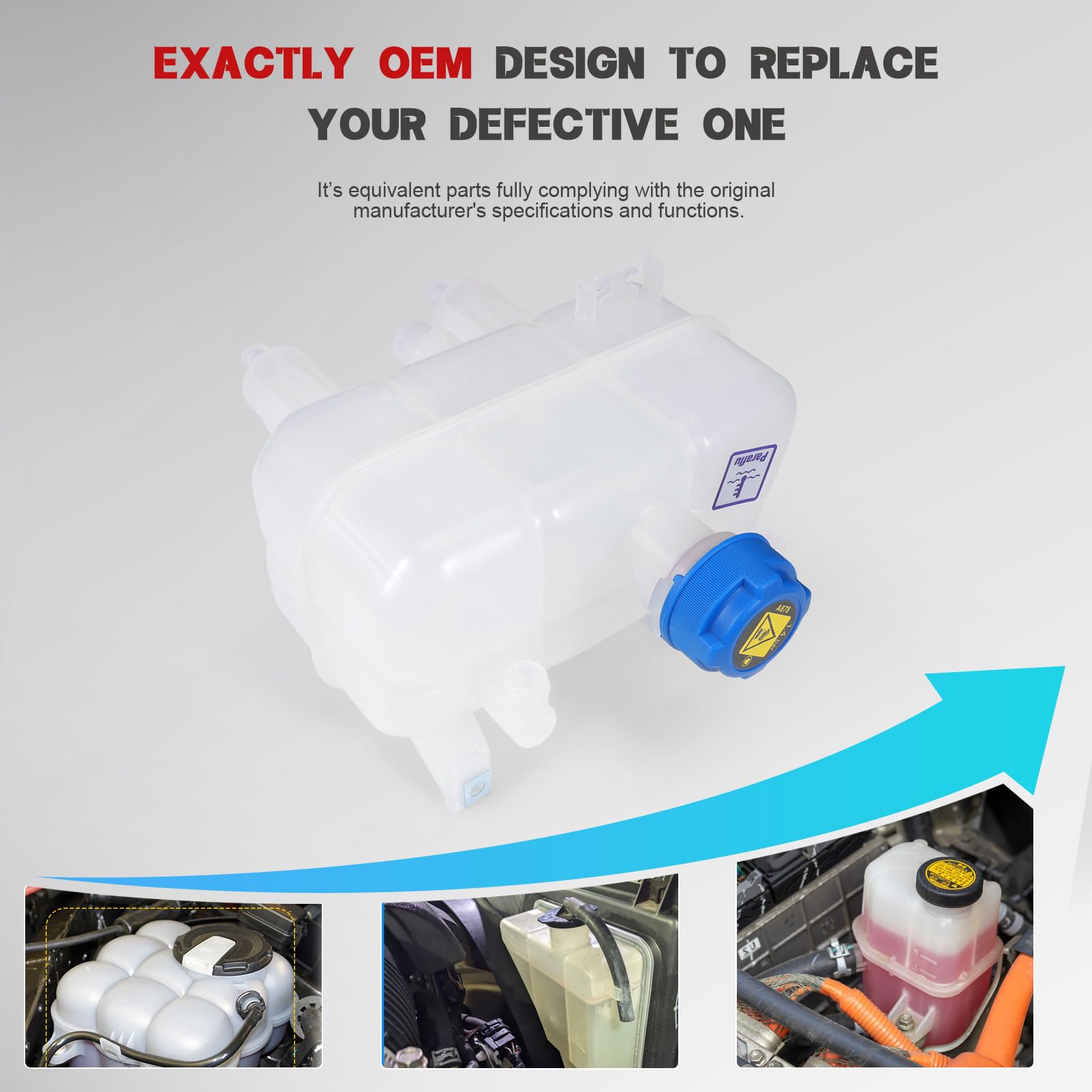 KASturbo - Depósito de expansión de refrigerante con tapa para Duacato, Boxer, Jumper Reply 2014 en adelante, depósito de expansión de refrigerante del motor, reemplaza 1674058380 1374132080