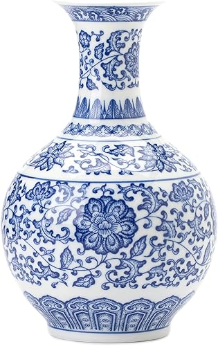 Miniatura 8 de Jarrón azul y blanco, florero azul, jarrón chinoiserie, jarrón de jengibre azul y blanco para decoración del hogar, decoración de porcelana azul y