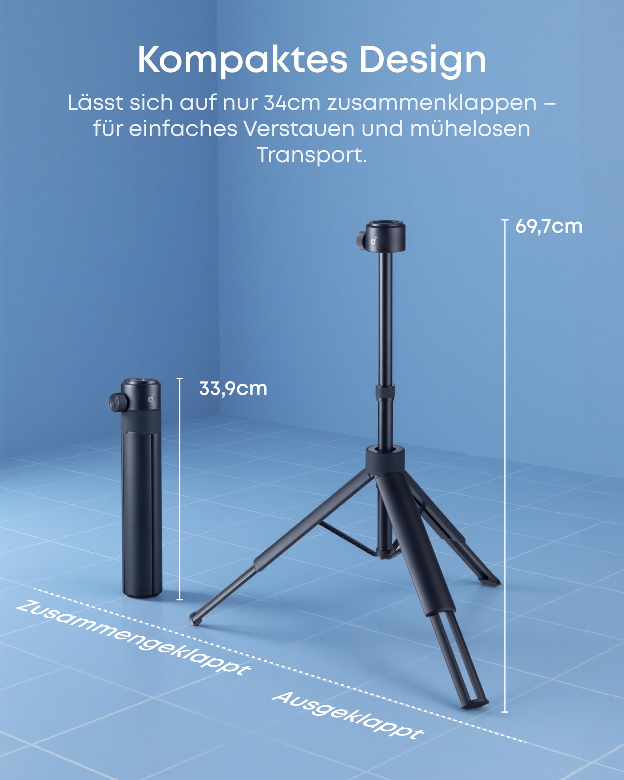 Nebula Quick-Mount Projektorständer, 1-Sekunden-Aufbau für Nebula P-Series Projektoren, universell kompatibel, stabil bis 3,3kg, faltbar auf 34cm