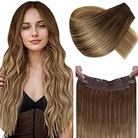 Vista 23 de LaaVoo - Extensión de cola de caballo de cabello humano negro, con clip, 18 pulgadas, extensiones de cabello humano invisible de una pieza