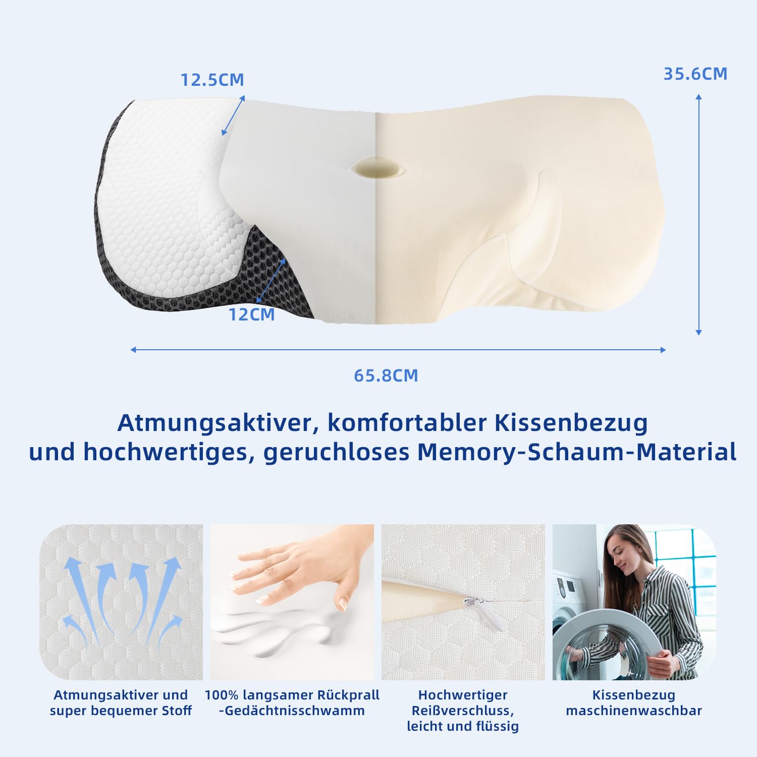 IDEA Memory Foam Nackenkissen 40x60 - Orthopädisches Kopfkissen