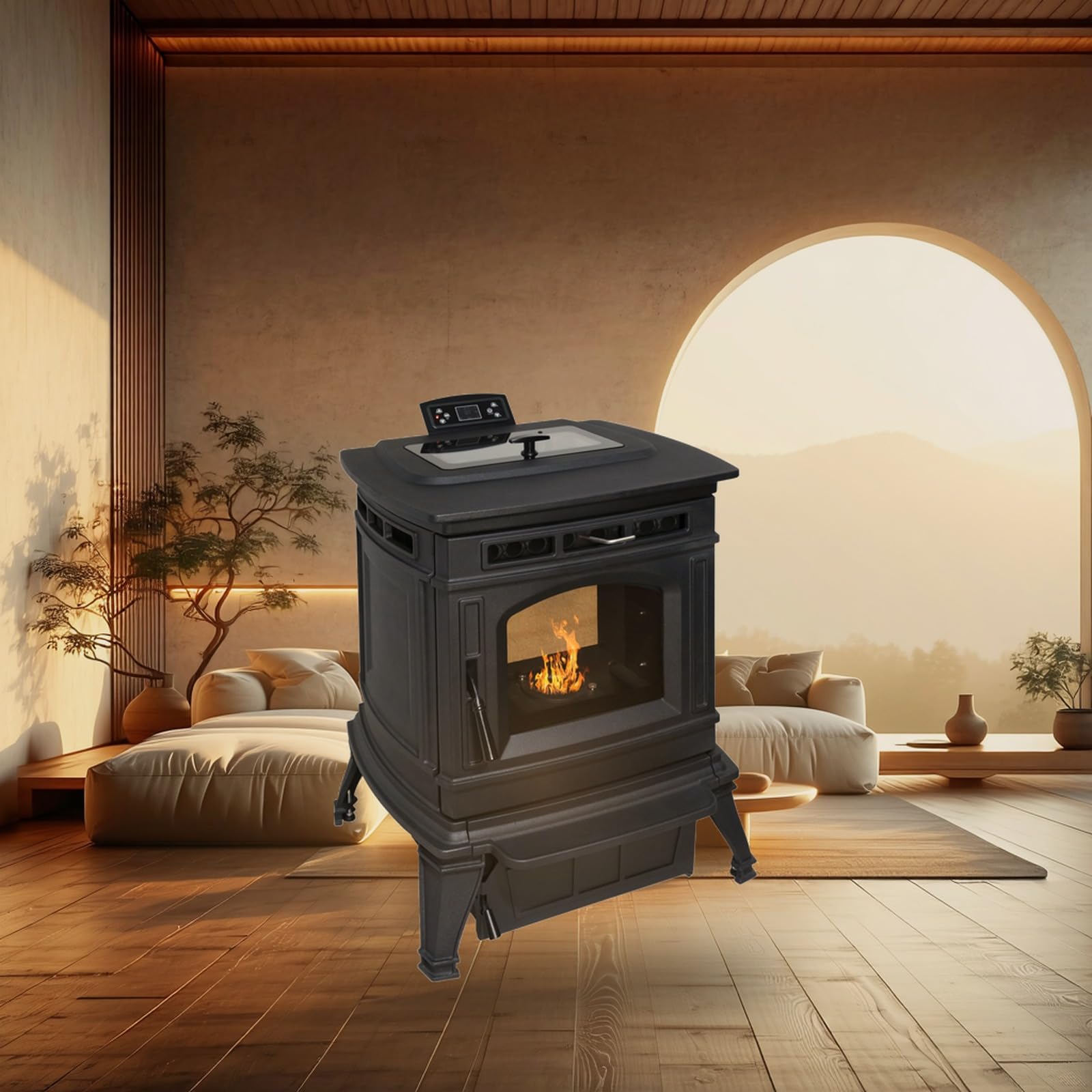 EIDER BIOMASA Estufa de Pellets MÁXIMA FUNDICIÓN – 10 kW – Cuerpo Hierro Fundido – Tolva 15 kg – Hasta 230 m³ – Programable – Encendido Rápido – Clase A+