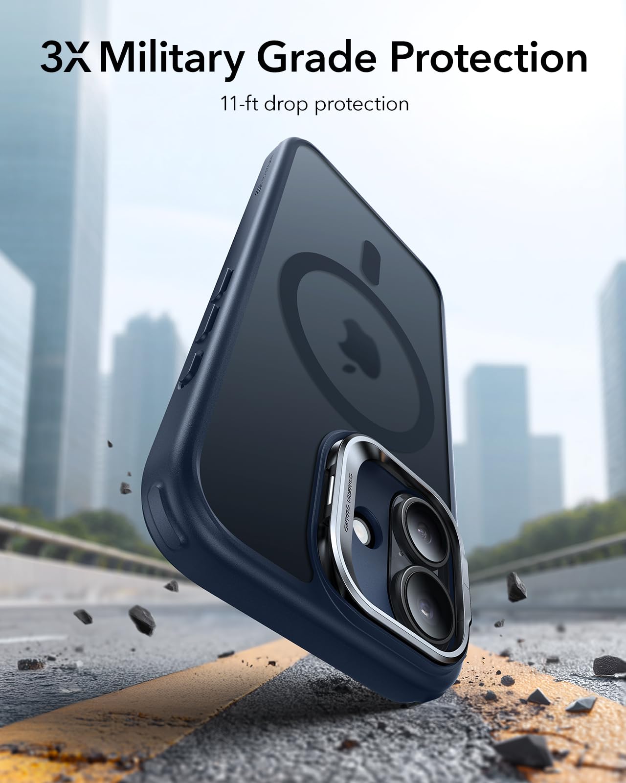 ESR Cover per iPhone 17, Controllo della fotocamera, Compatibile con MagSafe, Supporto integrato, Protezione di livello militare, Retro resistente ai graffi, Serie Classic, Blu Trasparente