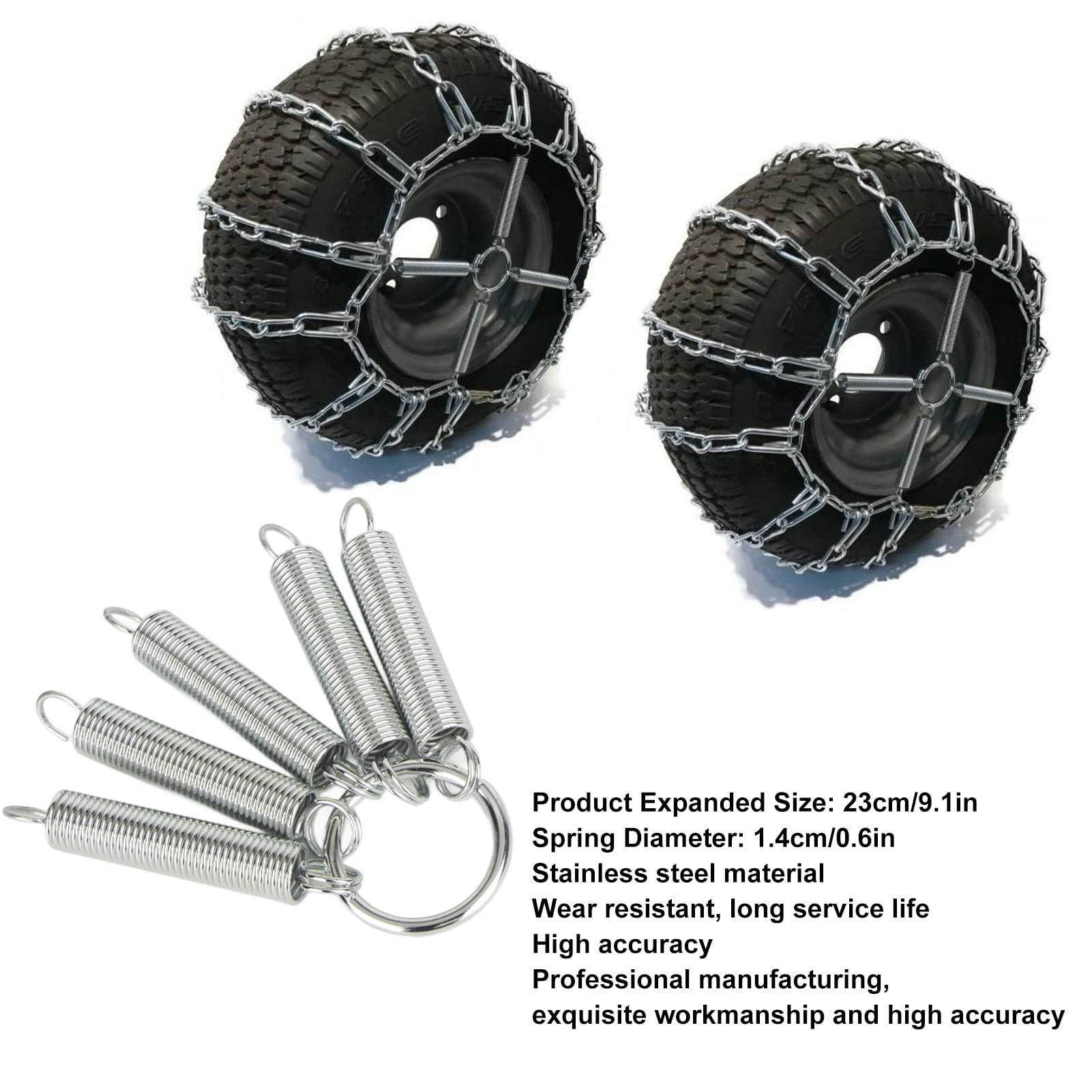 Reifenkettenspanner, 1 Paar Reifenkettenspanner aus Edelstahl für Schneefräsen, Traktorfahrer, 4 Glieder