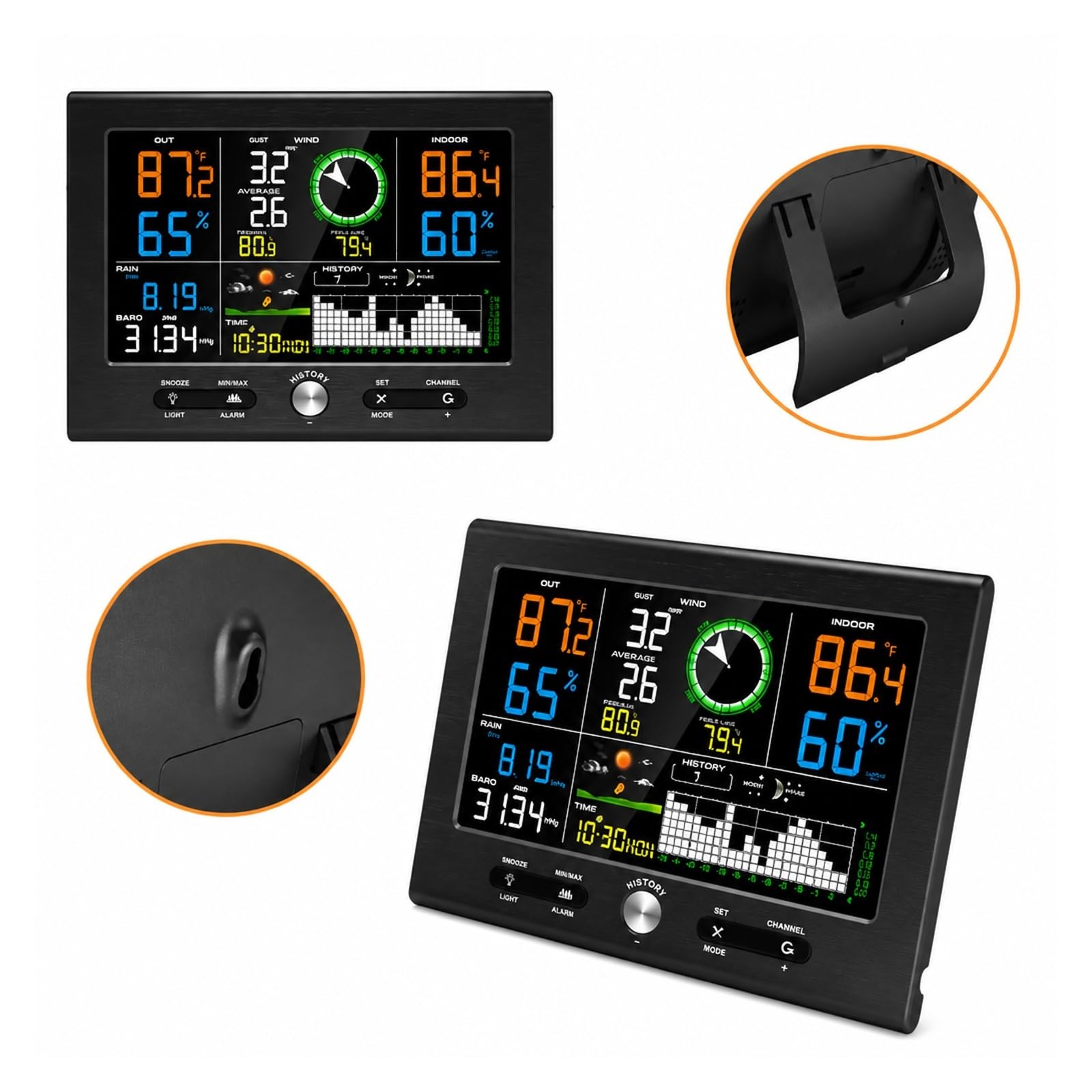 Pluviometro, Stazione Meteorologica Wireless LCD A Colori Da 8,5" WS037B
