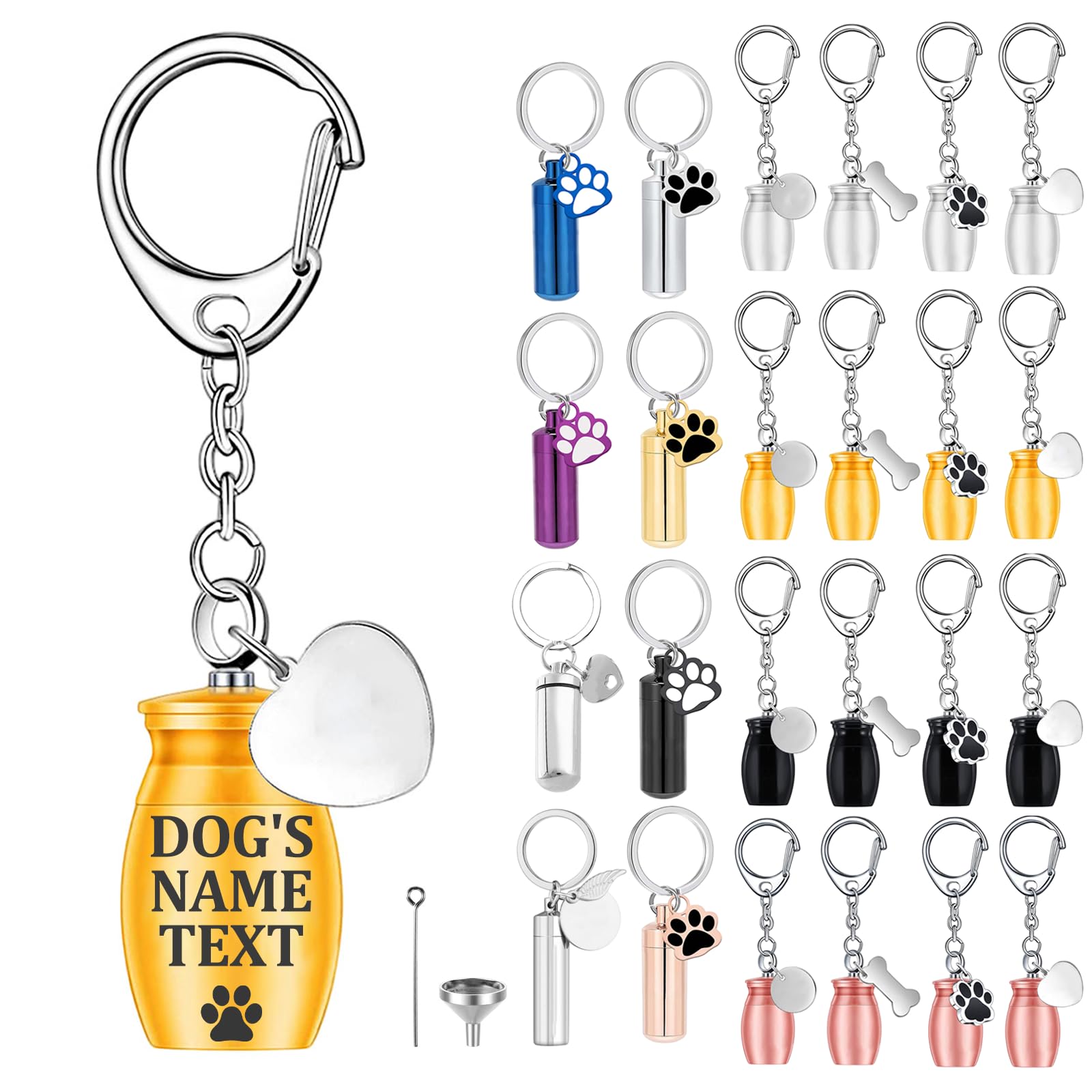 Custom Dog Urns for Ashes Keyring Engraved with Dog's Name and Text, Personalised Keyring Mini Pet Urns for Dogs Ashes, Cat Urn Dog Ashes Keepsake, Stainless Steel Pet Urn, Pet Memorial Gifts (B-02)