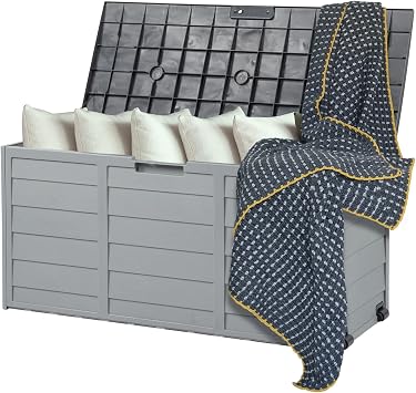 VINGLI 75 Gallon Outdoor Storage Box with Wheels Black