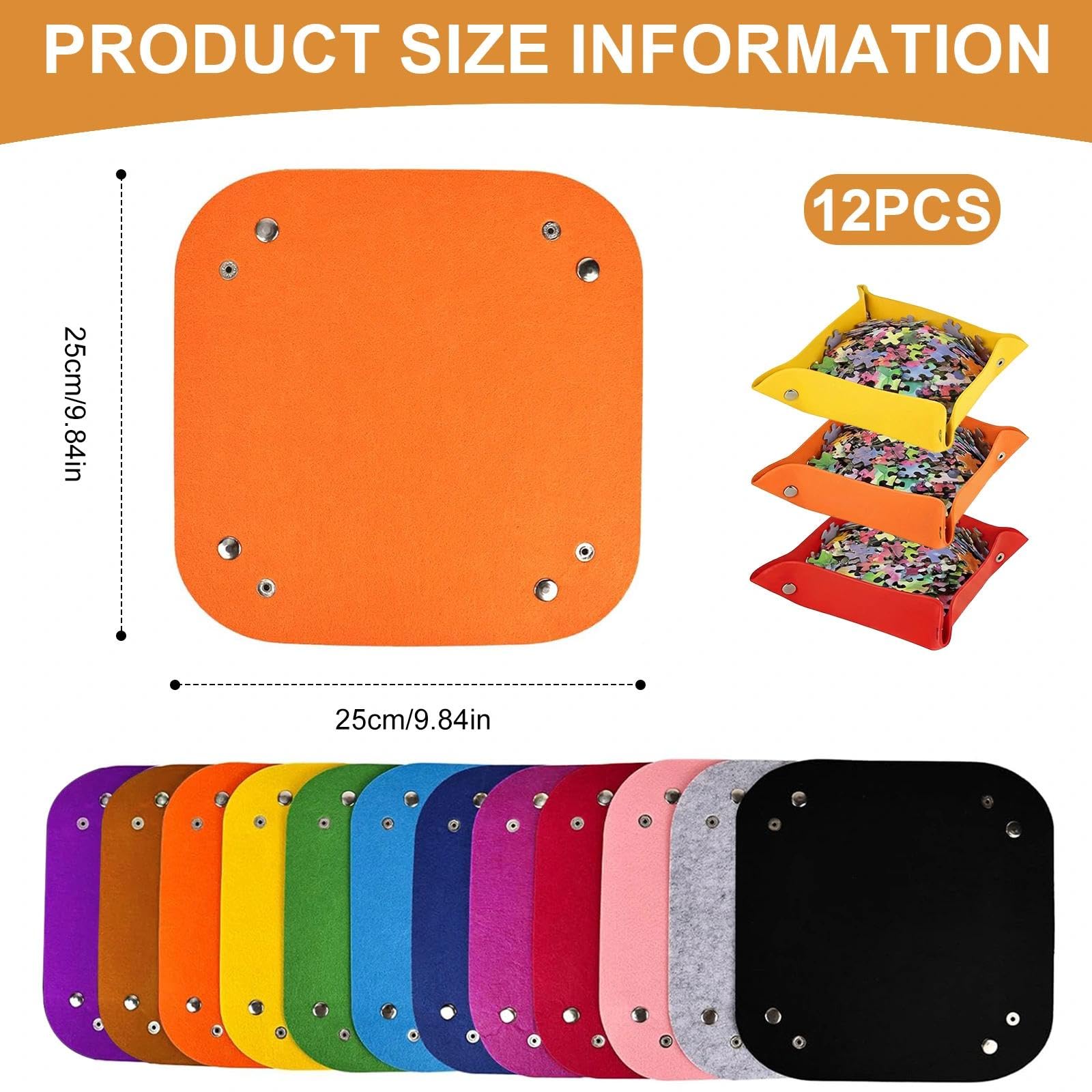 Lot De 12 Plateaux De Tri En Feutre Empilables – Pour Puzzles Jusqu'à 2500 Pièces – Antidérapant Et Portable