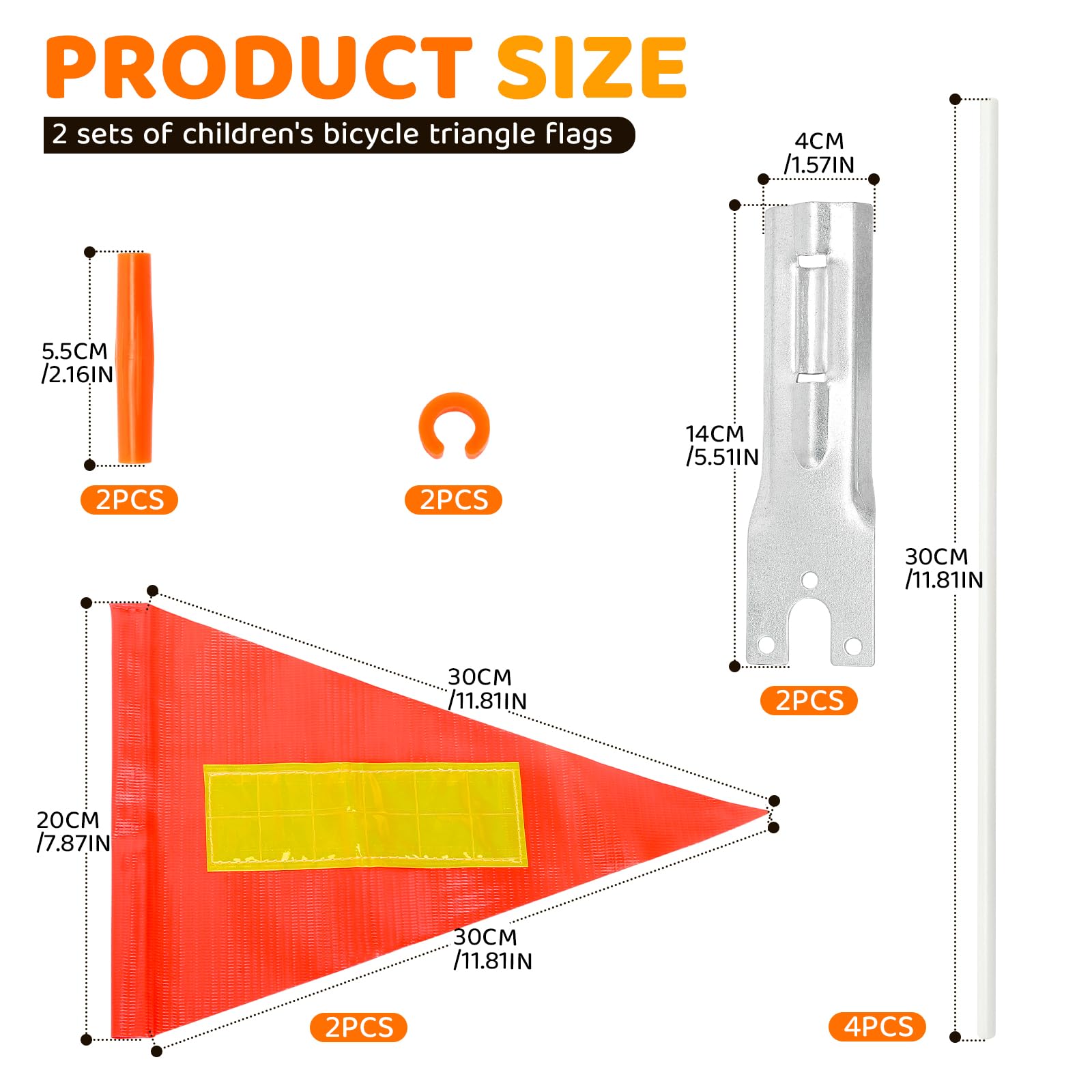 MAIXINNEW 2 Stück Fahrradwimpel für Kinder, Fahne Fahrradanhänger Reflektierende, Sicherheitswimpel Kinderfahrrad, Verstellbare Fahrradwimpel für im Freien radfahrende Kinder, Warnschild - 2