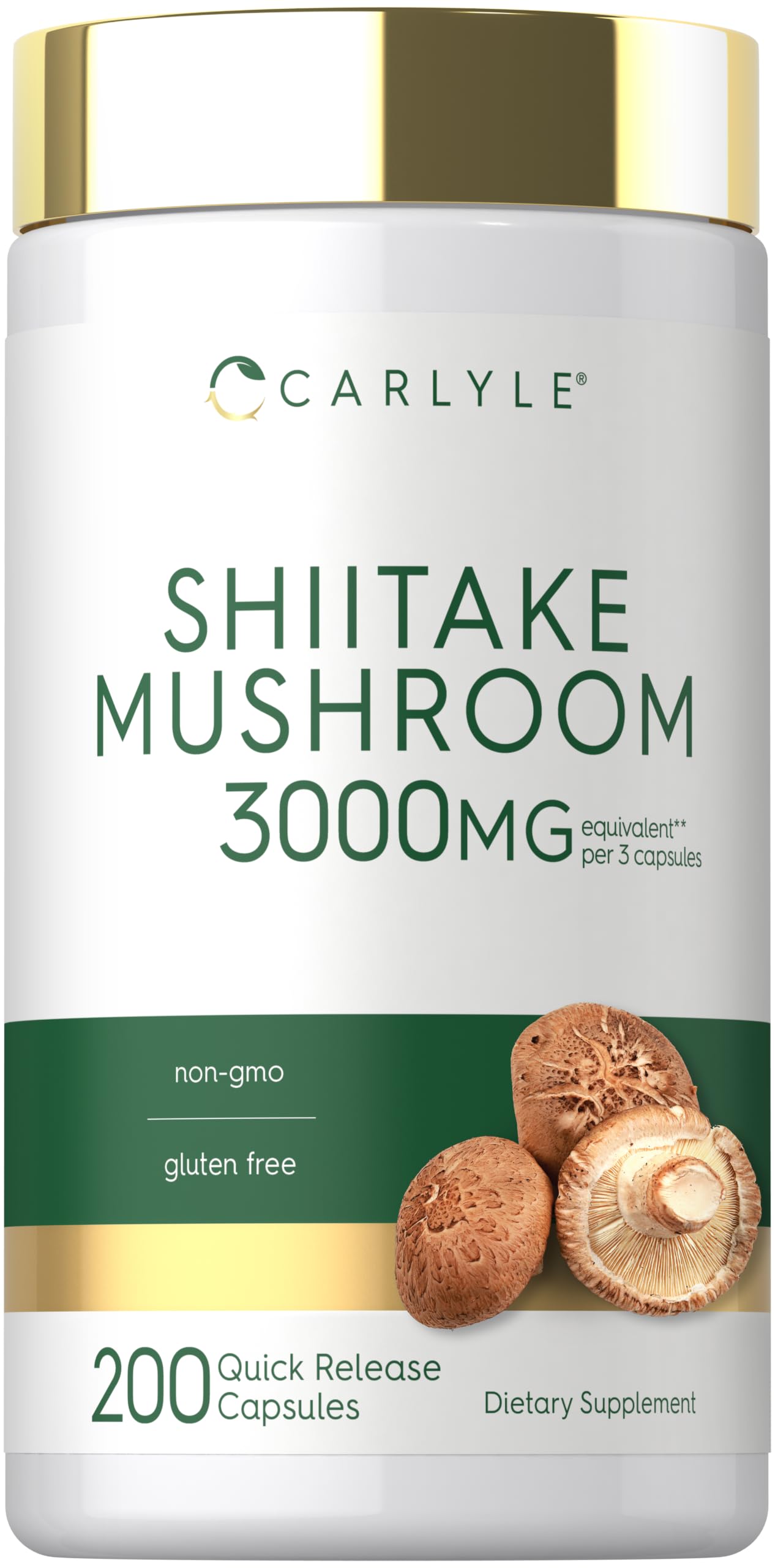 Carlyle Shiitake Mushroom Extract | 200 Capsules | Non-GMO, Gluten Free
