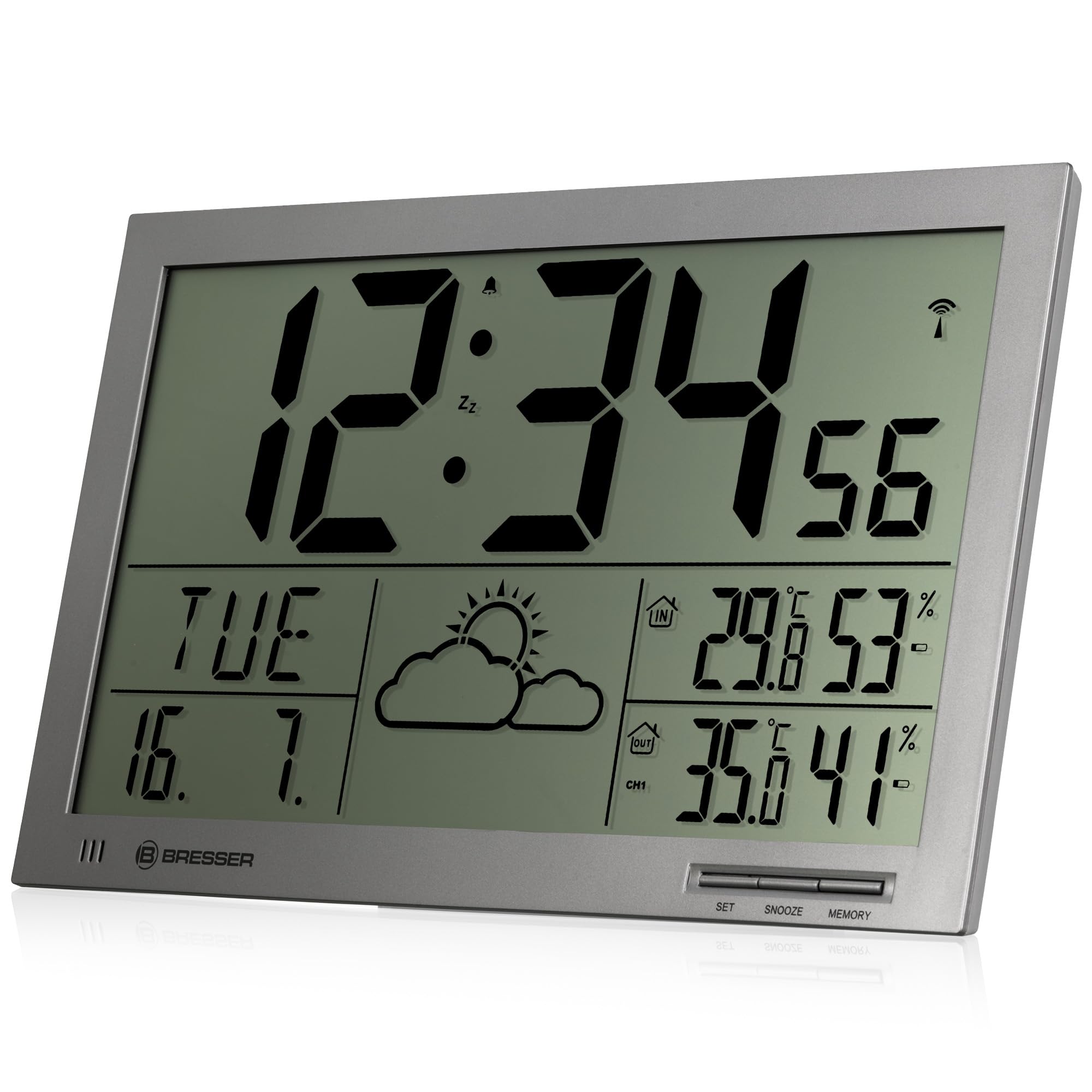 Reloj meteorológico de Pared BRESSER MyTime Jumbo LCD Antracita