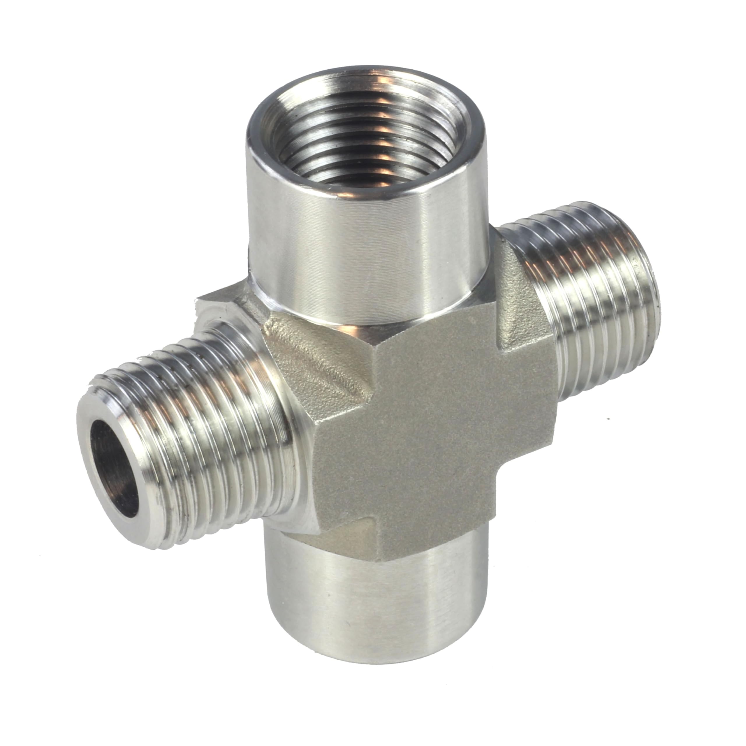 Raccord de tuyau forgé croix 1/2 NPT à quatre voies alternées MFMF en inox résistant HFS