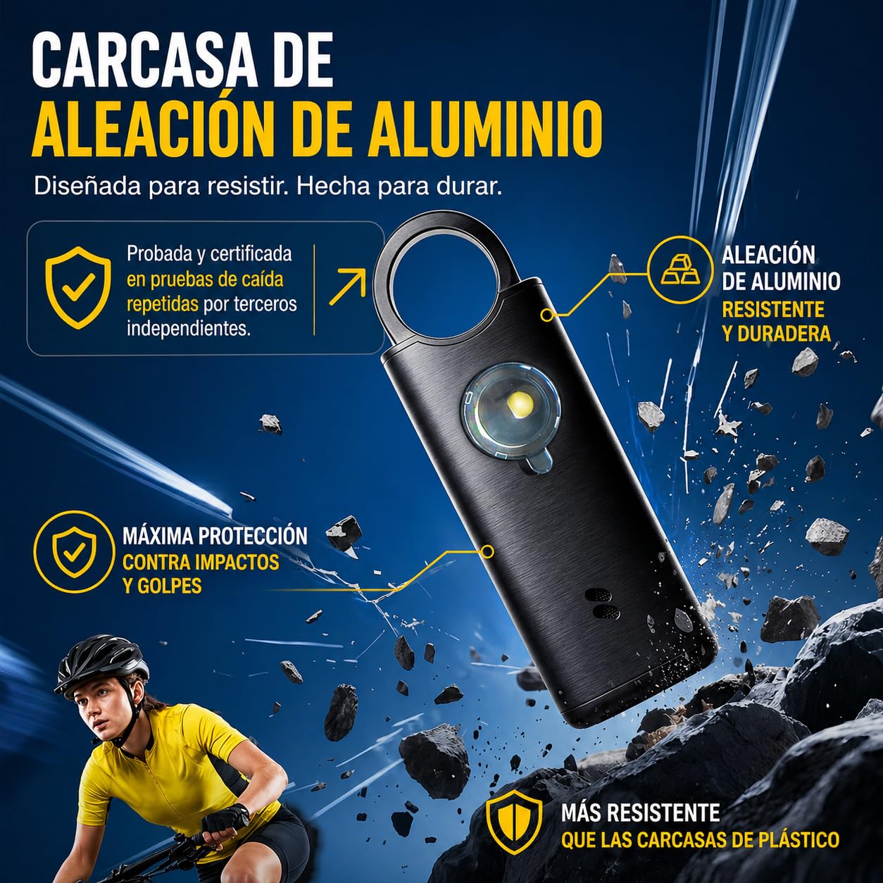 Voltek News Kit Alarma Metal Pestillo de Seguridad Mujer Defensa + Detector Puerta y Ventana Autodefensa Auto Alarma Mini Independiente + Silbato Emergencia Personal Lámpara Potente 135 DB, USB-C