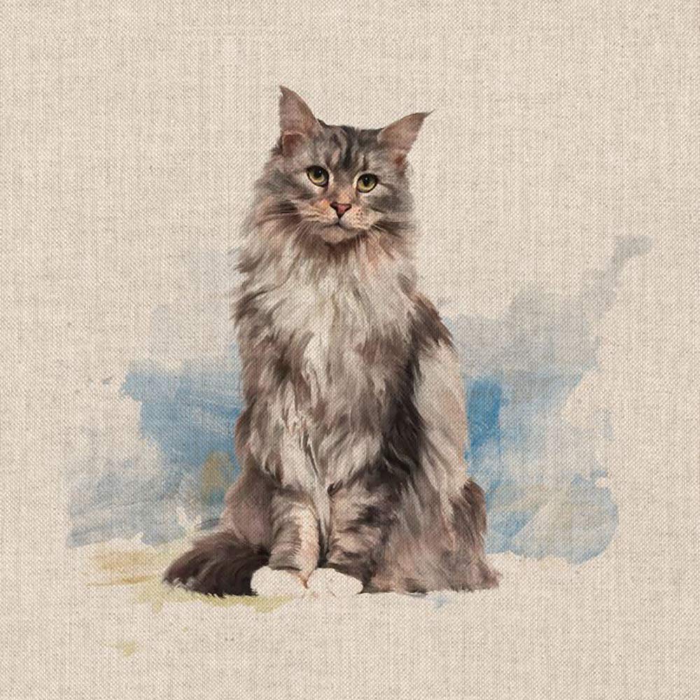 Discount Fabrics Ltd Cat Fabric Panels Animal Quilting For Cushion Bag Panels Fabric Linen Look (Cat)