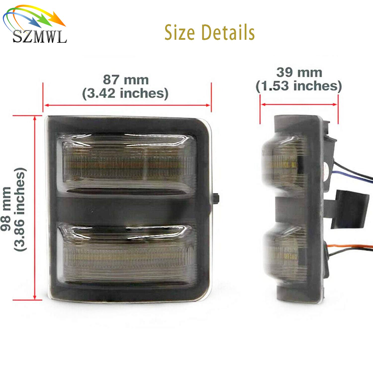 2PCS LED Side Mirror Lights Turn Signal Lamp for 2008-2016 Ford F250 F350 F450 F550, Light Side Mirror Marker Blinker Lamp, for Super Duty 2008-2016 (style 1)