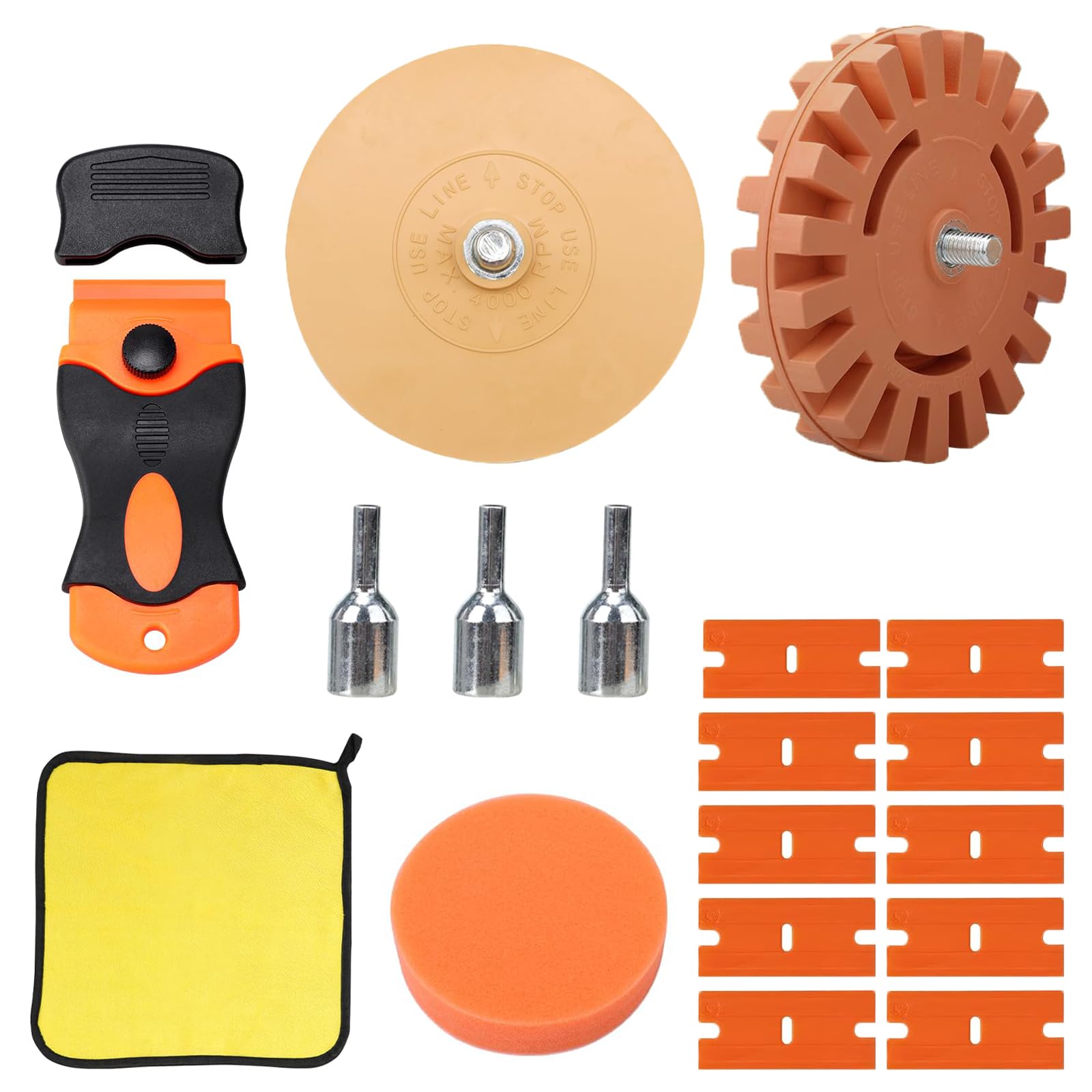 Goma para Eliminar Adhesivos, Eliminador adhesivo de goma, Pegatina Adhesiva de Goma, Rasqueta de Plástico con 10 Cuchillas de Plástico, Rueda de Borrador de Calcomanías, para Quitar Rayas, Pegatinas