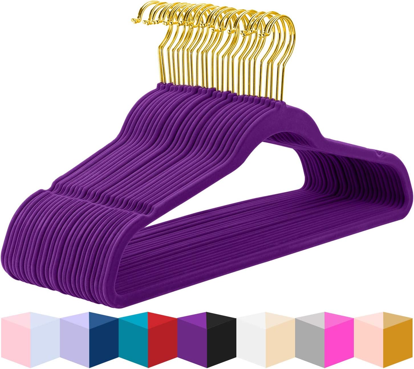 MIZGI Premium Velvet Hangers Pack 50 Pcs Heavyduty Non