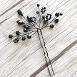 Kercisbeauty Wedding Hair Pins Crystal Hair Accessories for Women Girls Bridal Hair Clips Brides Bridesmaid Hair Dress 2pcs (Black)