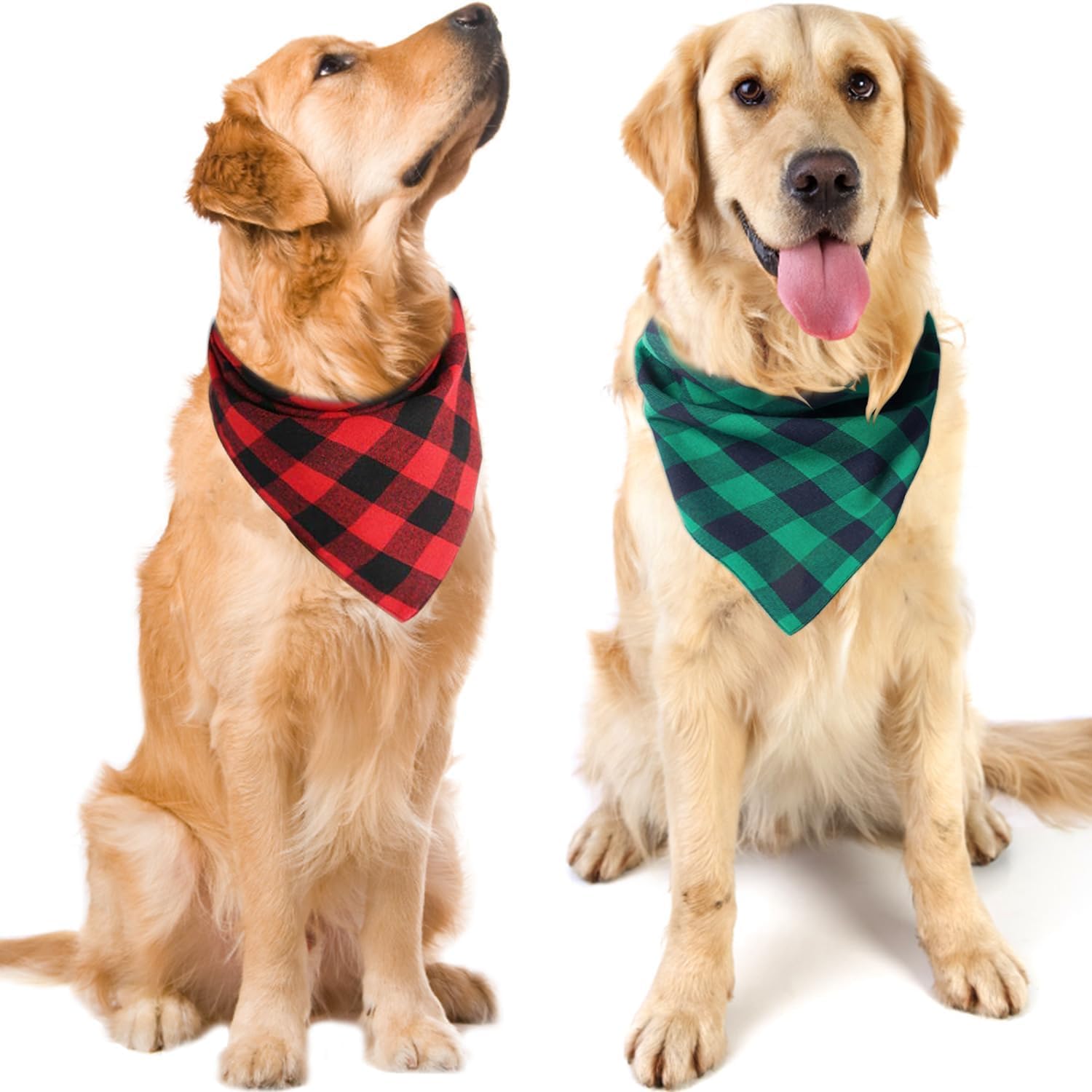 Hundehalstuch Karomuster – 4 Stück, Baumwolle, Für Kleine Bis Große Hunde & Katzen, Weihnachtsdekoration