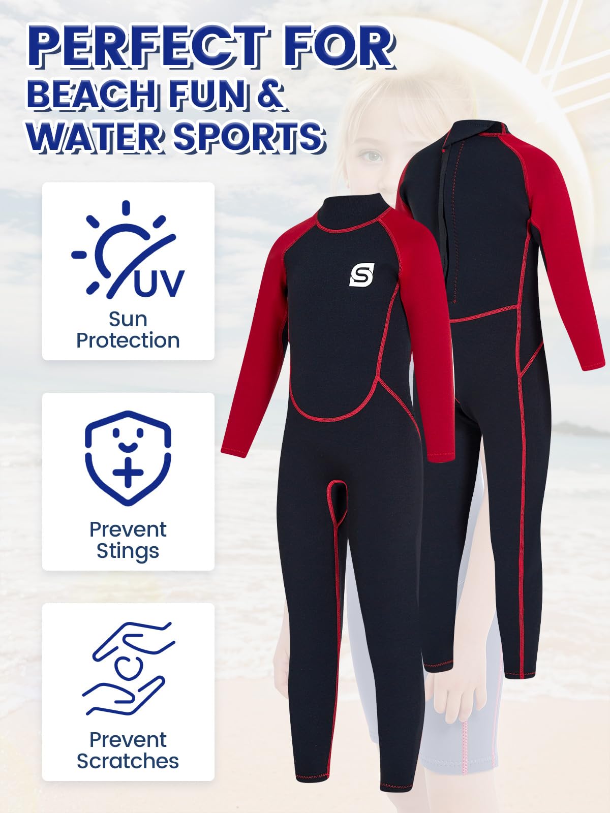 Combinaison en néoprène 2,5 mm pour enfant | Maillot de bain thermique pour la natation, la plongée, le surf, | Combinaison chaude courte et longue en néoprène pour filles et garçons |