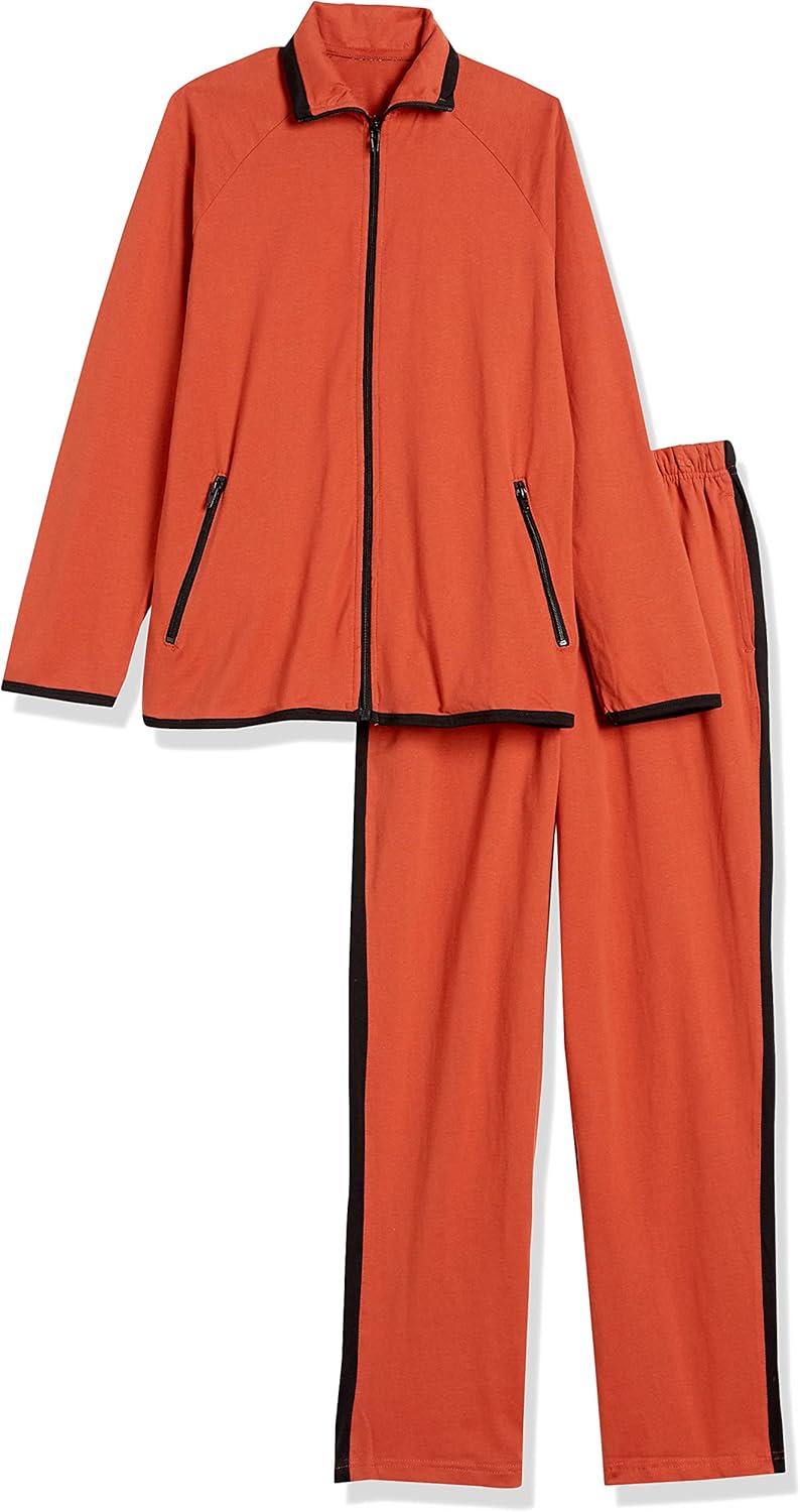 AmeriMark Women Striped Sweatsuit Set – Soft 2-Piece Tracksuit Zip-up Jacket Elastic Waist Pants – Relaxed Athletic Outfit