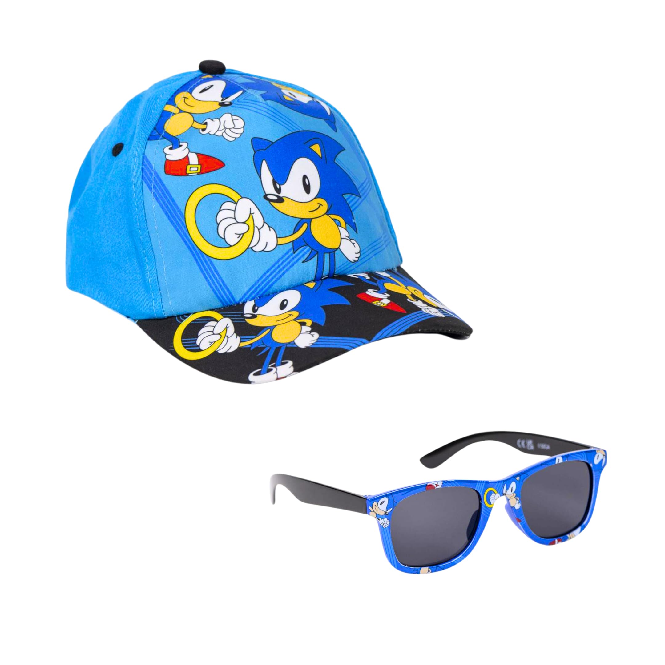 Sonic The Hedgehog Gafas de Sol y Gorra para Niños, Diseño Sonic el Erizo Gafas de Sol Protección UV, Gorra de Verano Infantil para Niños