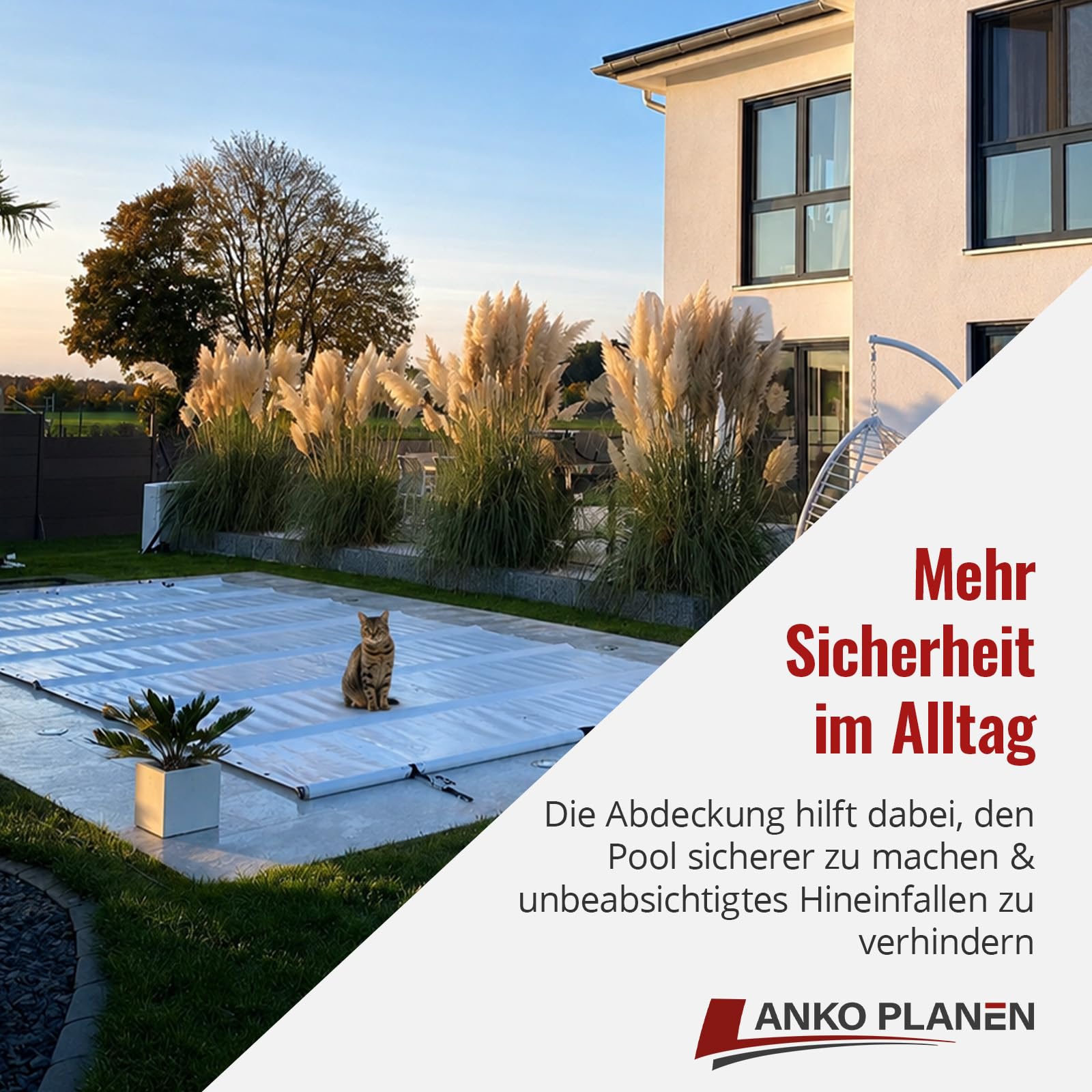 ANKO PLANEN Cubierta Enrollable de Piscina para máxima Seguridad - Lona de camión de PVC 680 g/m² - Cubierta para Todo el año para Verano e Invierno - sin Barras (3,5m x 7,5m, Gris RAL7037)