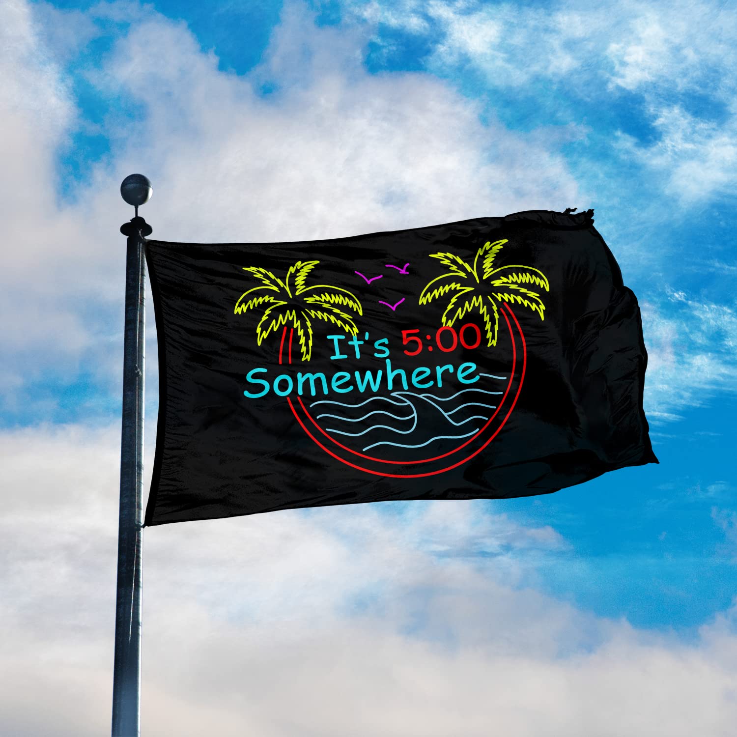 'It's 5 O'Clock Somewhere' Party-Banner - Polyester Flagge 0,9x1,5 M, Wasserdicht, Mit Messingösen, Für Outdoor & Indoor