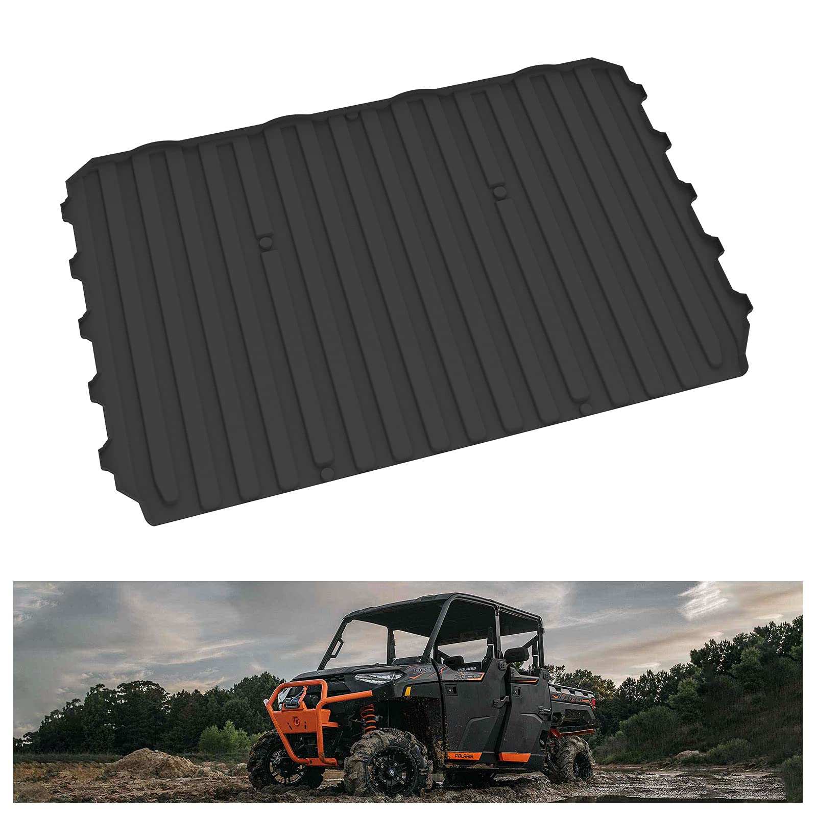 KIWI MASTER Cargo Bed Mat Liner Compatible with 2018-2024 Polaris Ranger 1000/ XP 1000 Accessories All Weather Trunk Liner TPE Slush Mats Black