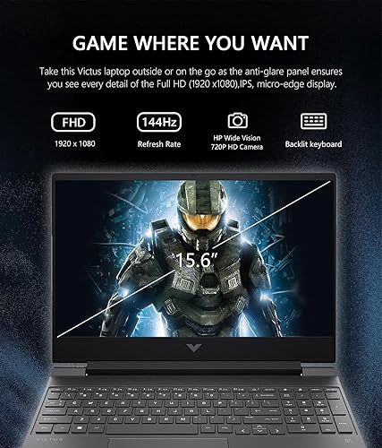 Miniatura 3 de HP Victus - Laptop para juegos de 15.6 pulgadas, NVIDIA GeForce RTX 2050, AMD Ryzen 5 7535HS, 6 núcleos, 4.55 GHz, 16 GB de RAM, SSD de 512 GB,