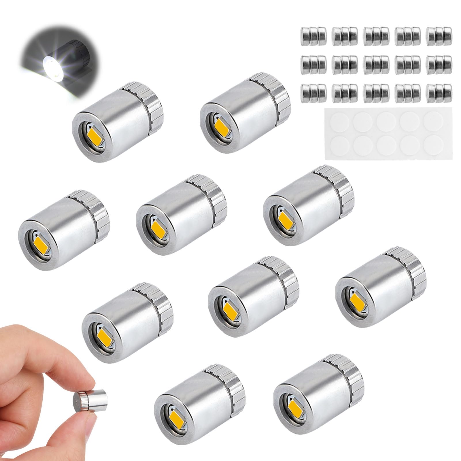 10pcs LED Mini Lights, Plastic Mini Electric Lights for Dollhouse Included Battery Adhesive Backing Dollhouse Accessories for Paper Lantern Party Decoration Crafts (White) - 1