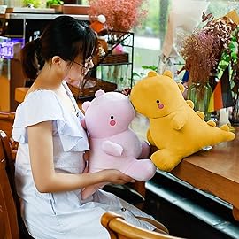 VHYHCY Cute Dinosaur Plush Toys, Fat Dinosaur Stuffed Animals Toys Dolls, Soft Plush Stuffed Animal Dino Plushie, Birthday Gifts for Kids Girls Boys Yellow 20 inch