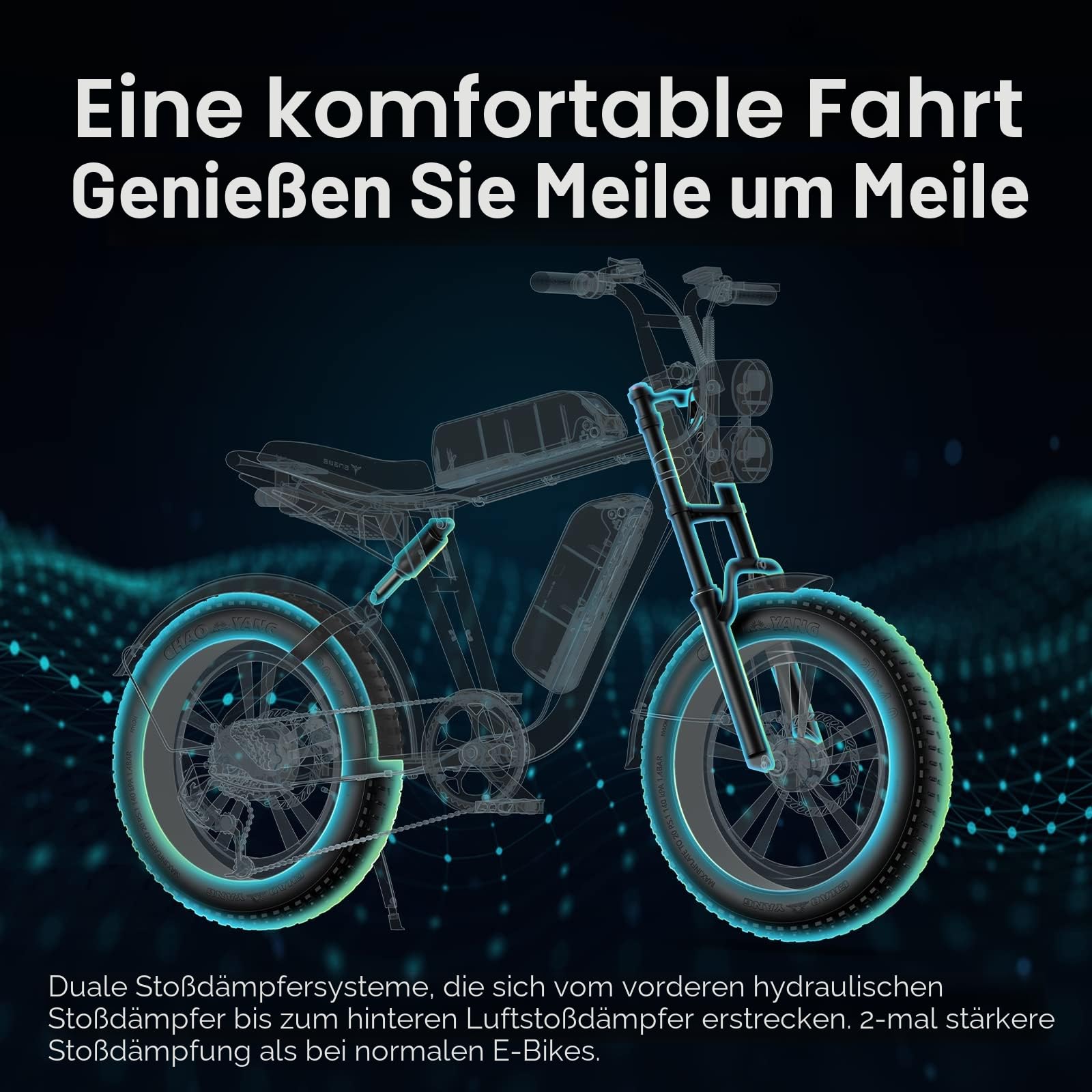ENGWE M20 Herren E-Bike, 48V 26/13Ah, Abnehmbarer Akku mit Einer Reichweite bis zu 150KM, 250W Motor, 20" × 4,0" Breite Reifen, Doppel-Federung, Zwei Scheinwerfer, Offroad Elektrofahrrad