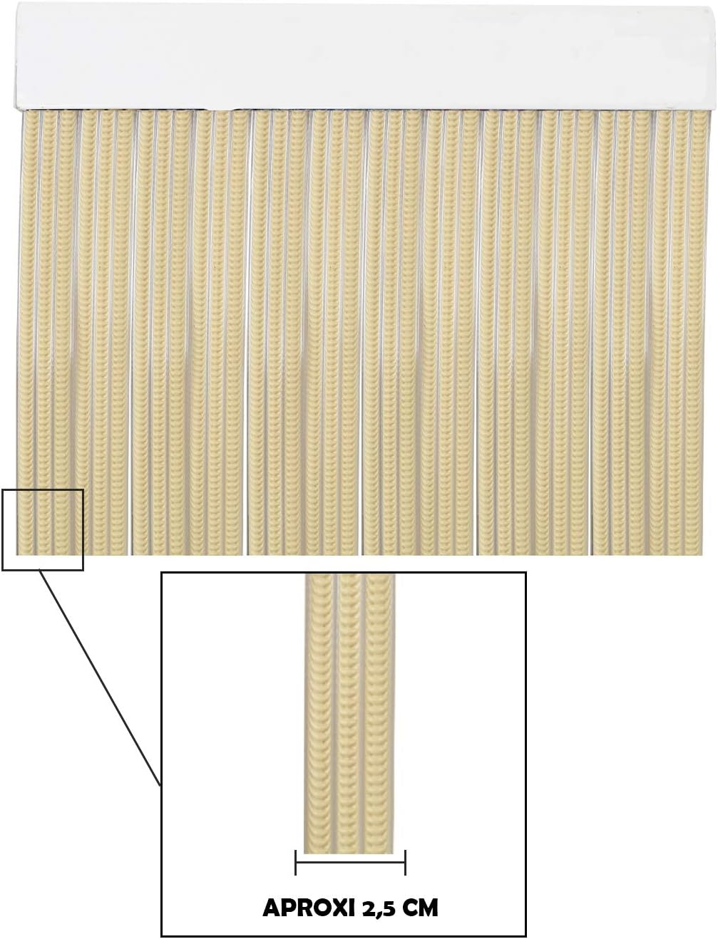 MercuryTextil P69 PVC Door Curtain 210 x 90 cm Beige + Transparent Edge, Plastic