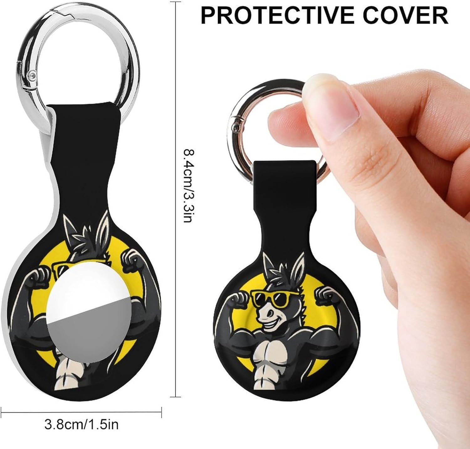 Donkey Fitness Muscle Building Case Compatible with AirTag Holder Cover with Keychain Ring for Bags Luggages
