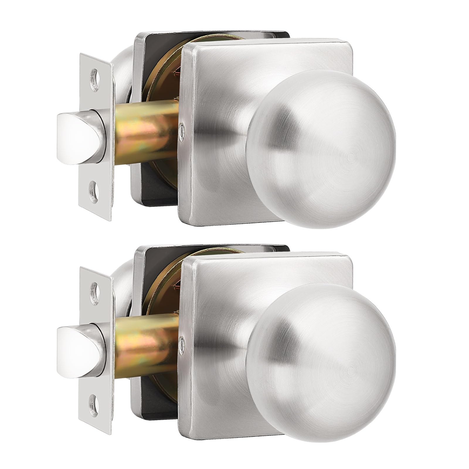 Brushed Nickel Privacy Door Knobs - Lockable & Secure -11