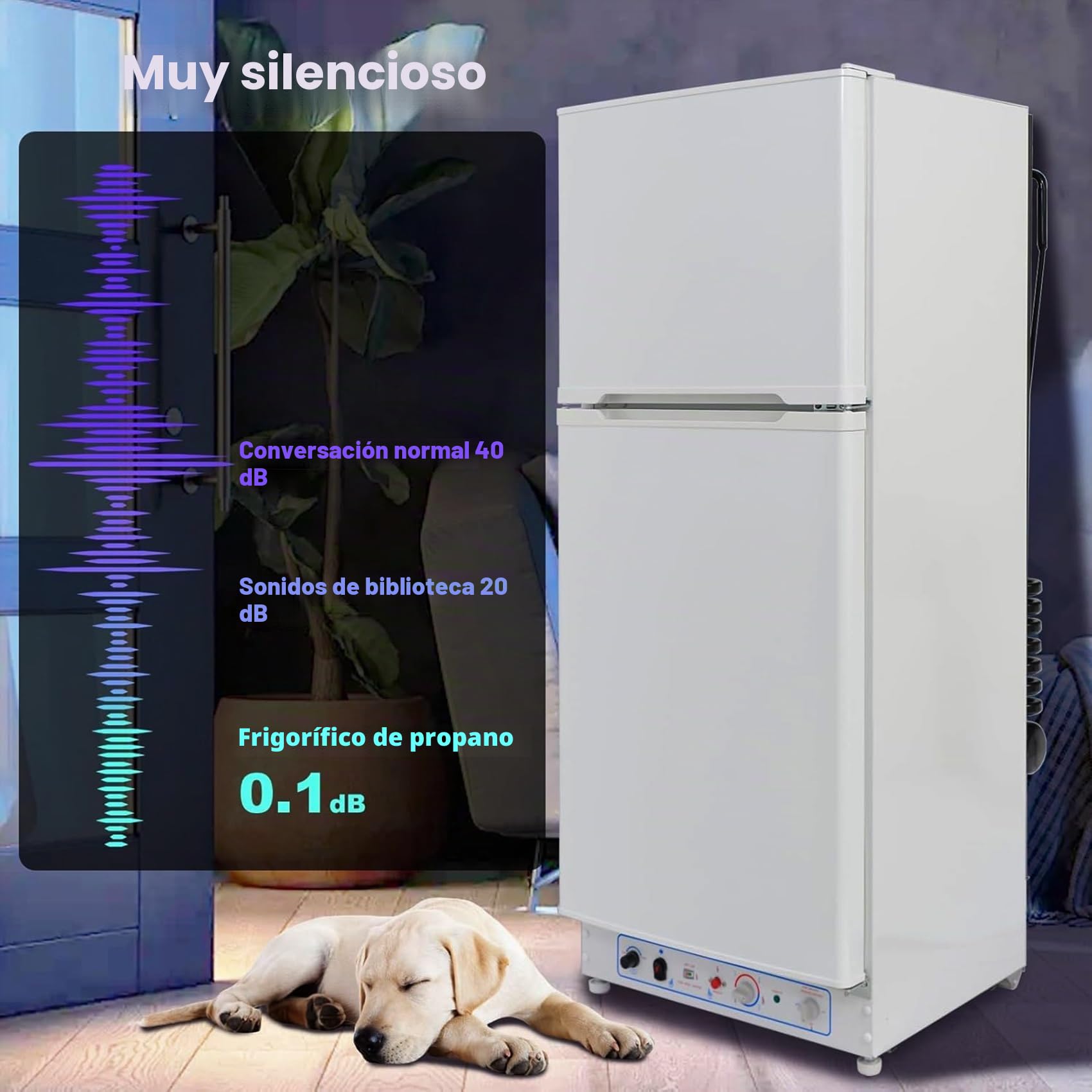 Smad Frigorífico Congelador a Gas (129L+46L), Nevera de Absorción de 2 Vías para Casa Móvil, Garaje, Casas de Campo, Caravana, Autocaravana, Nevera de Butano 220V, Sin Ruido, Blanco