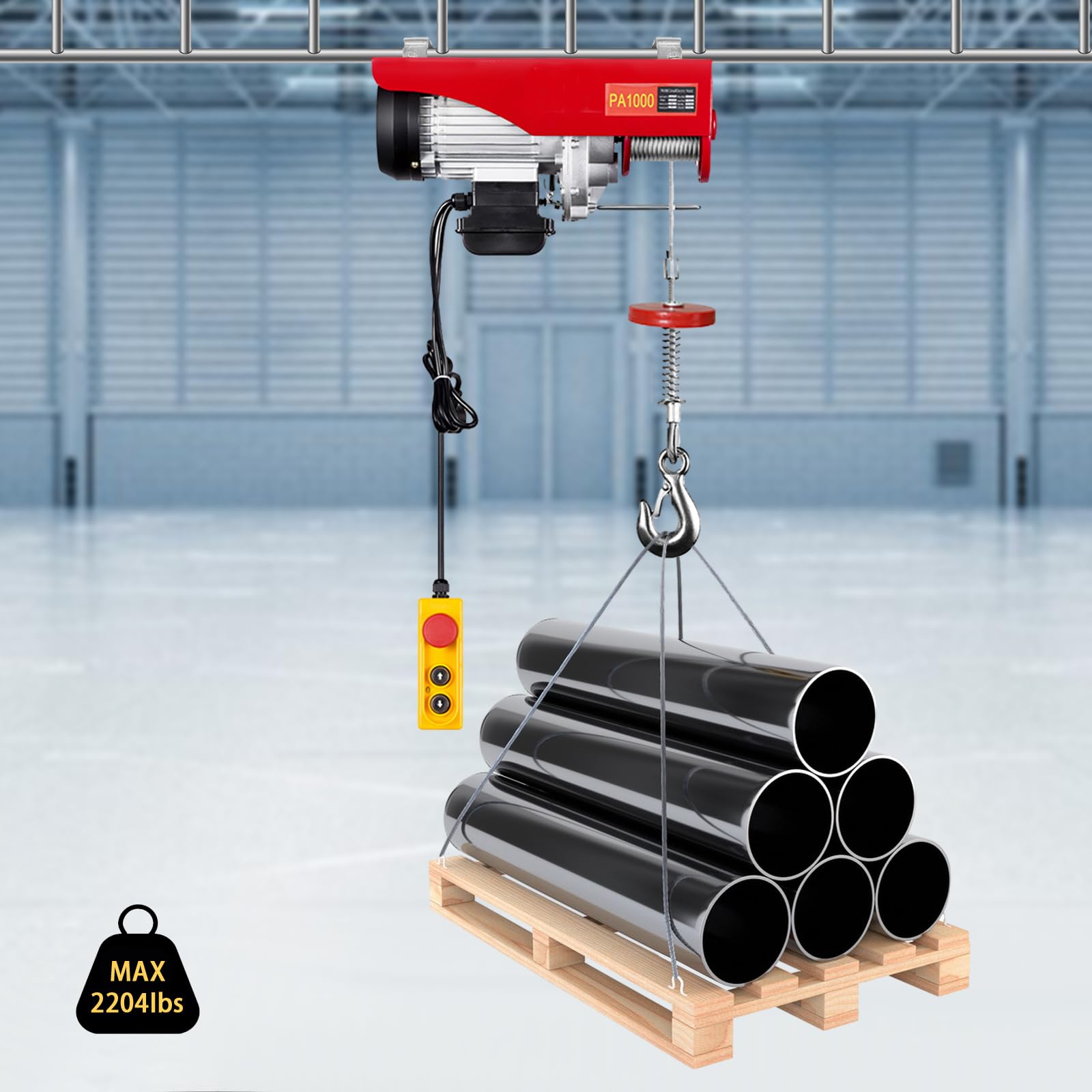 Elevador eléctrico 800 kg/1000 kg, varios modos de funcionamiento, polea eléctrica, fácil de usar, con mando a distancia por cable, cabrestante para agricultura, fábricas (1000 kg de elevación