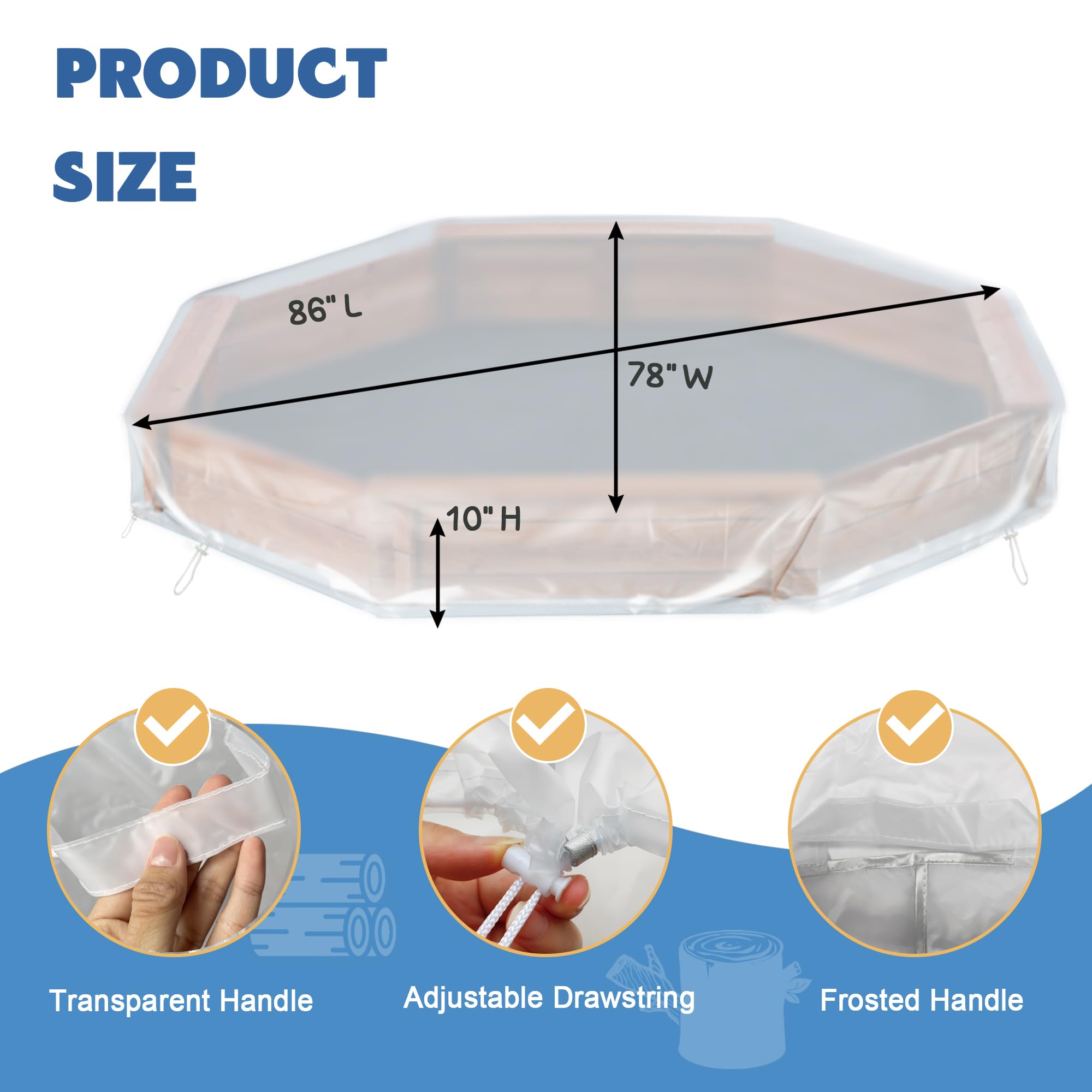 Octagon Sandbox Cover, Outdoor Garden Outdoor Octagon Sand Box Cover, Waterproof, Windproof and Dustproof, (Frosted,84