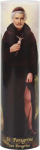 St Peregrine, vela LED sin llama de oración de devoción, regalo religioso, temporizador de 6 horas para más horas de disfrute y devoción.