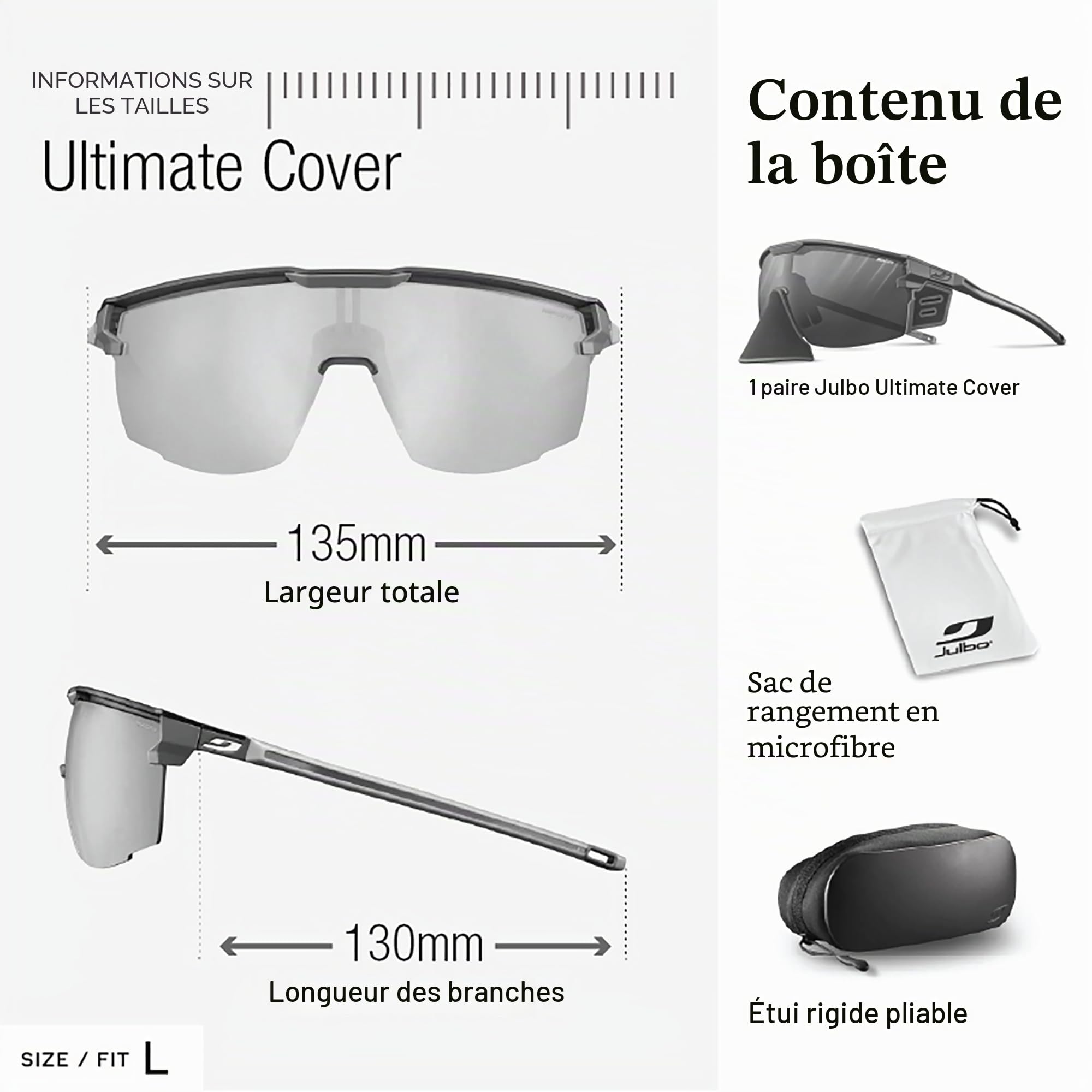 Julbo Ultimate Cover Lunettes de soleil alpinisme, randonnée, trekking Mixte (lot de 1)