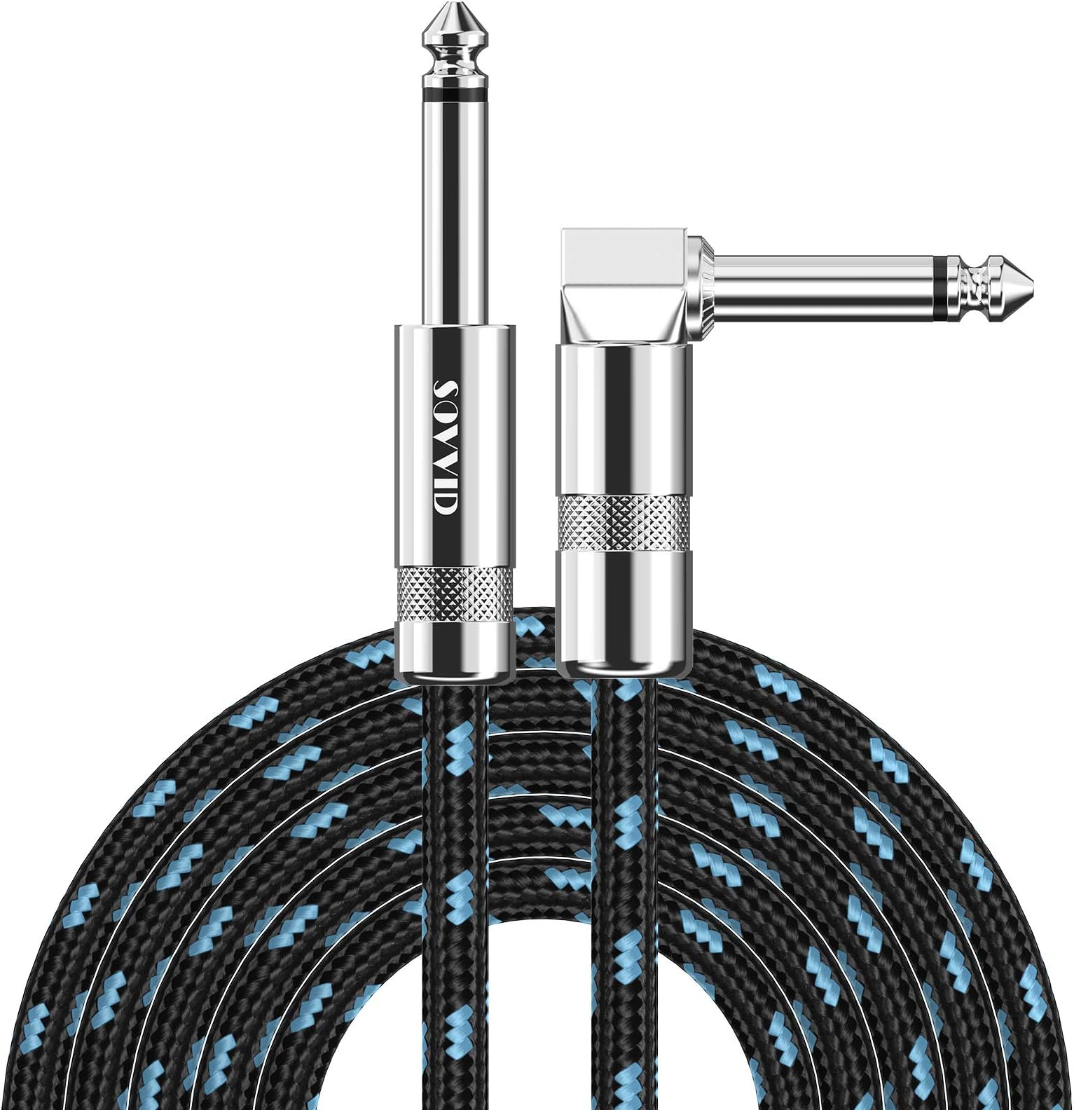 Professional Guitar Cable 1.8M/6FT, Braided Guitar Lead Instrument Cables 6.35mm 1/4 Inch Jack Cord for Electric Guitar Bass, Amp, Speaker, Keyboard, Mandolin, Pro Audio (Black Blue)